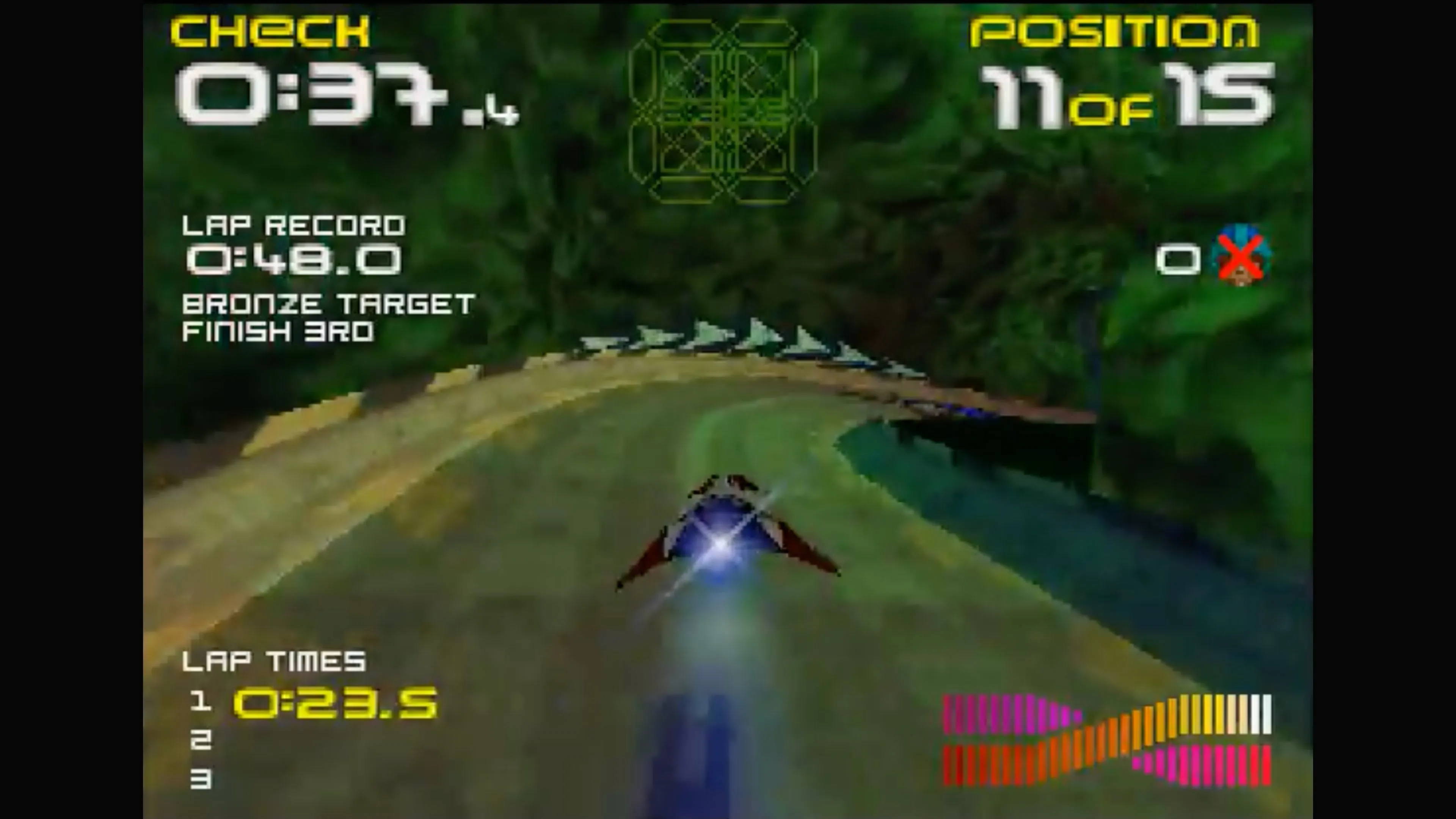 Ảnh chụp màn hình gameplay của tựa game đua xe Wipeout 64 trên Nintendo 64