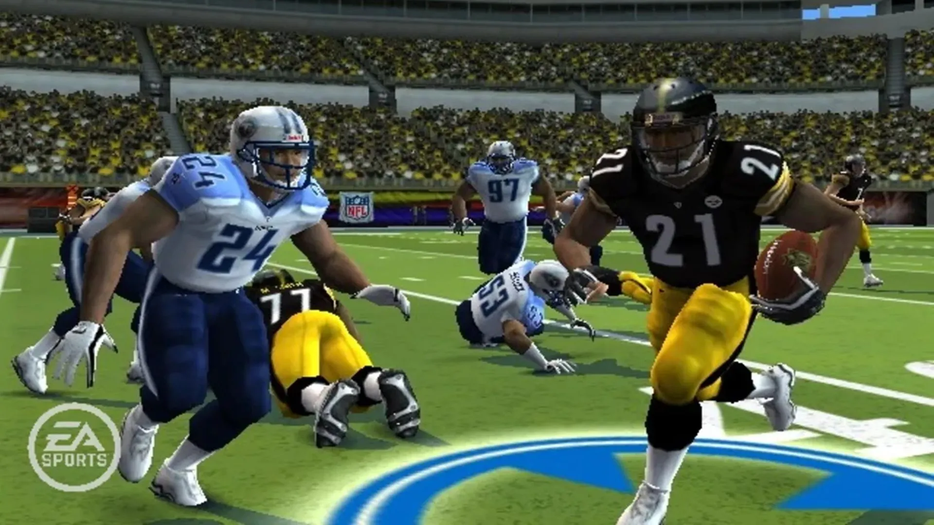 Ảnh chụp màn hình lối chơi của game bóng bầu dục Madden 09, một phiên bản Xbox 360 hiếm