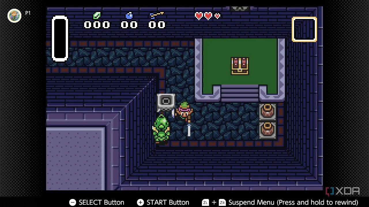 Ảnh chụp màn hình The Legend of Zelda A Link to the Past Four Swords trên Game Boy Advance đang được chơi trên dịch vụ Nintendo Switch Online