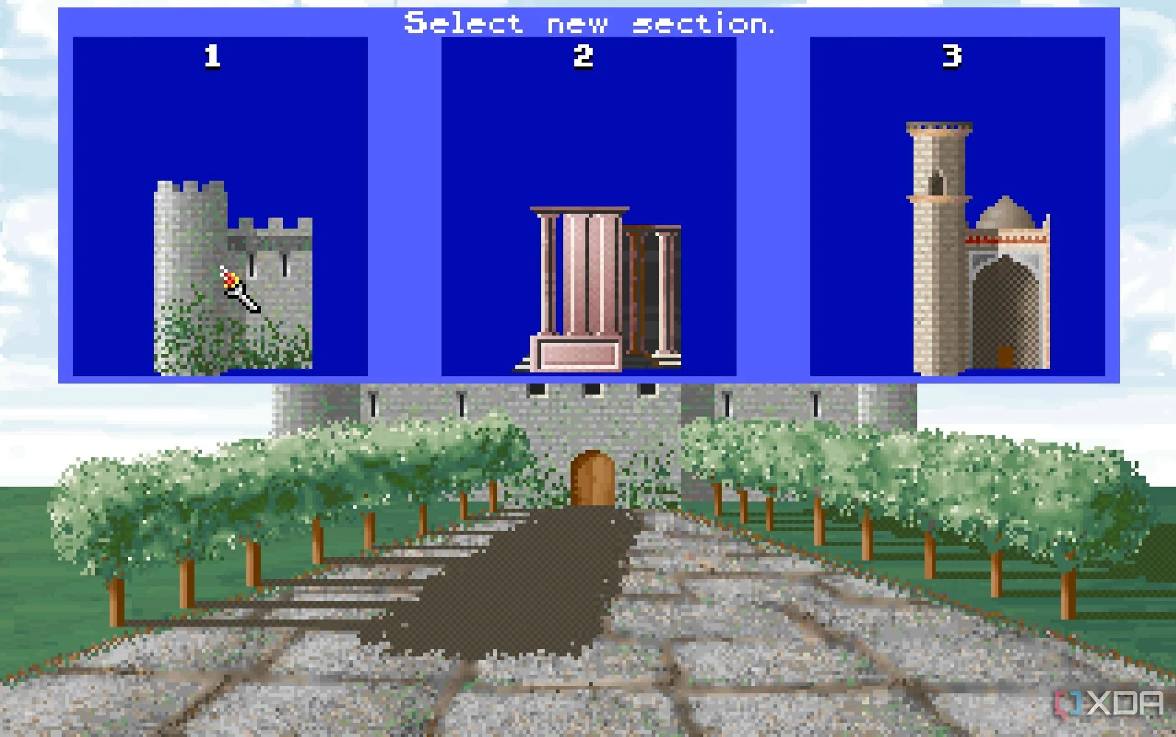 Ảnh chụp màn hình từ game Sid Meier's Civilization 1991 với lựa chọn lâu đài