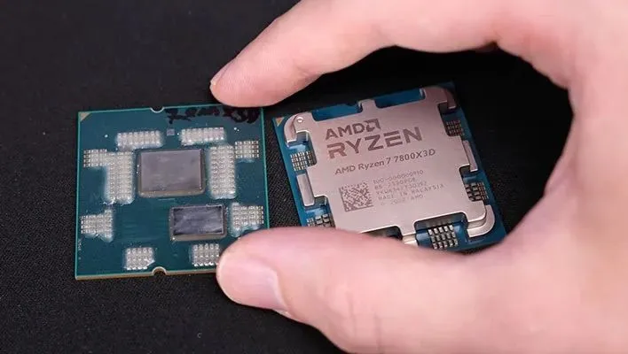 Ảnh CPU Ryzen 7 7800X3D minh họa thiết kế chiplet của AMD