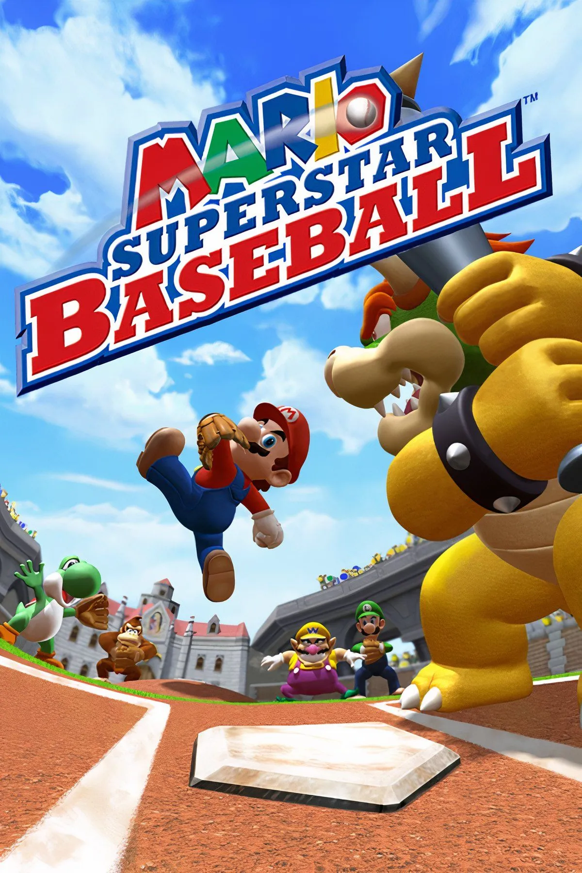 Ảnh ghép các cảnh chơi game của Mario Superstar Baseball