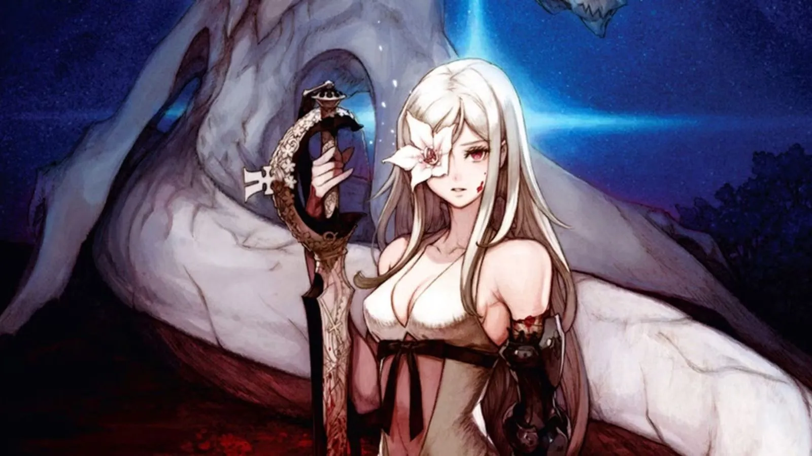 Ảnh minh họa chính của game Drakengard 3 với nhân vật chính Zero cầm vũ khí
