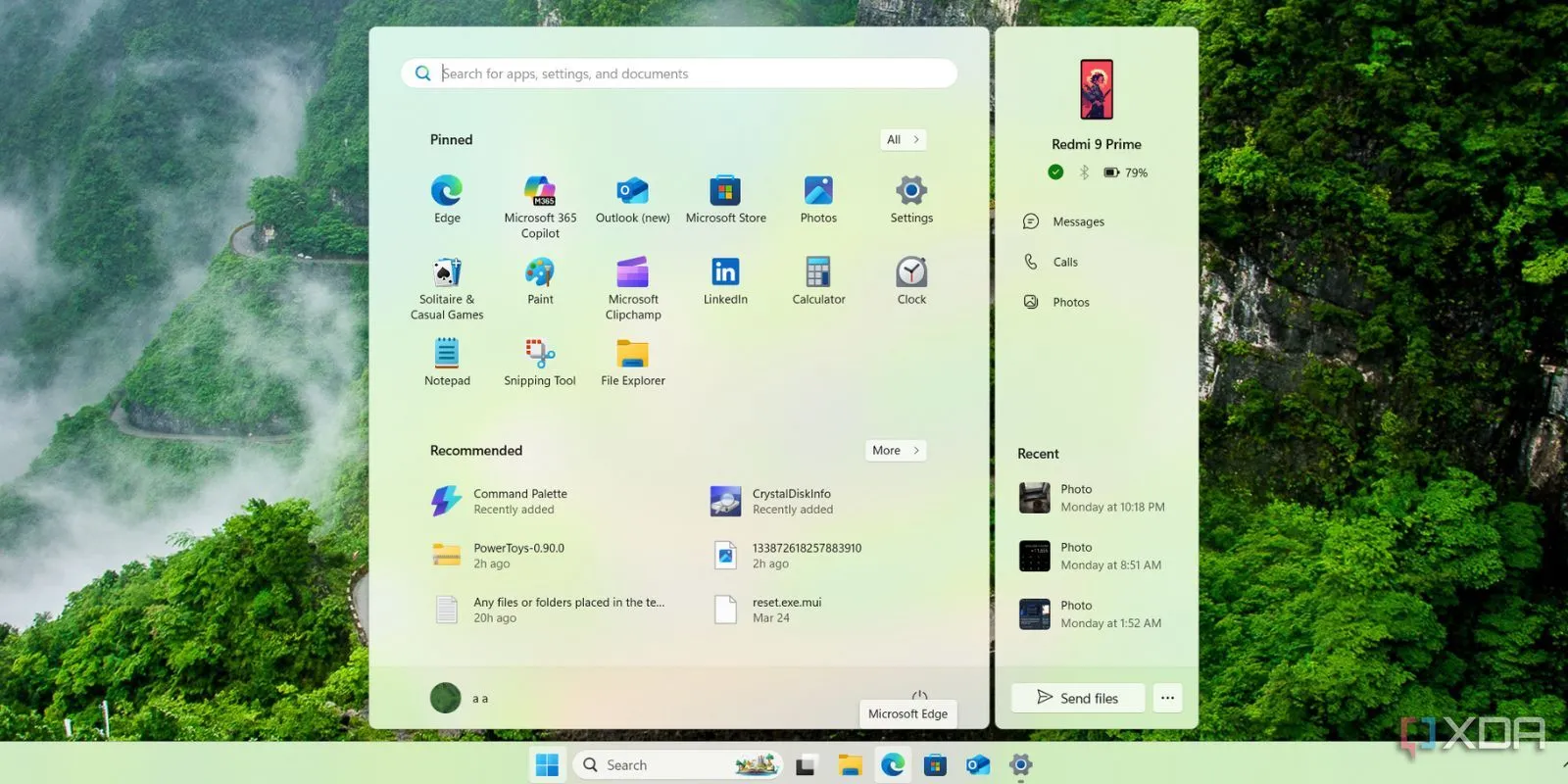 Bảng điều khiển Phone Link tích hợp cạnh Start Menu Windows 11
