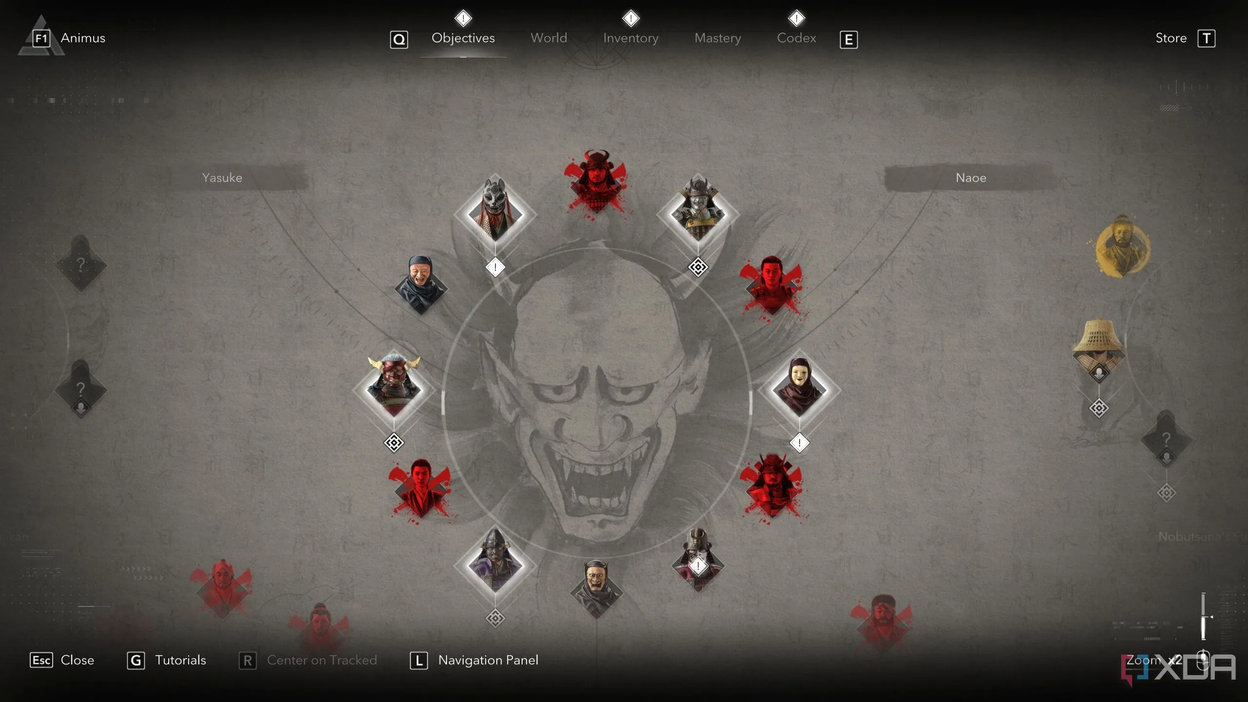 Bảng mục tiêu nhiệm vụ trong Assassin's Creed Shadows, giúp người chơi dễ dàng theo dõi và quản lý tiến độ.
