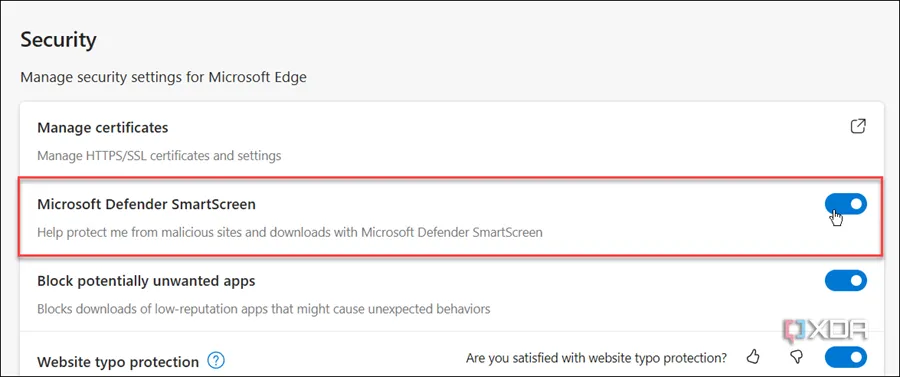 Bật Microsoft Defender SmartScreen trong Edge