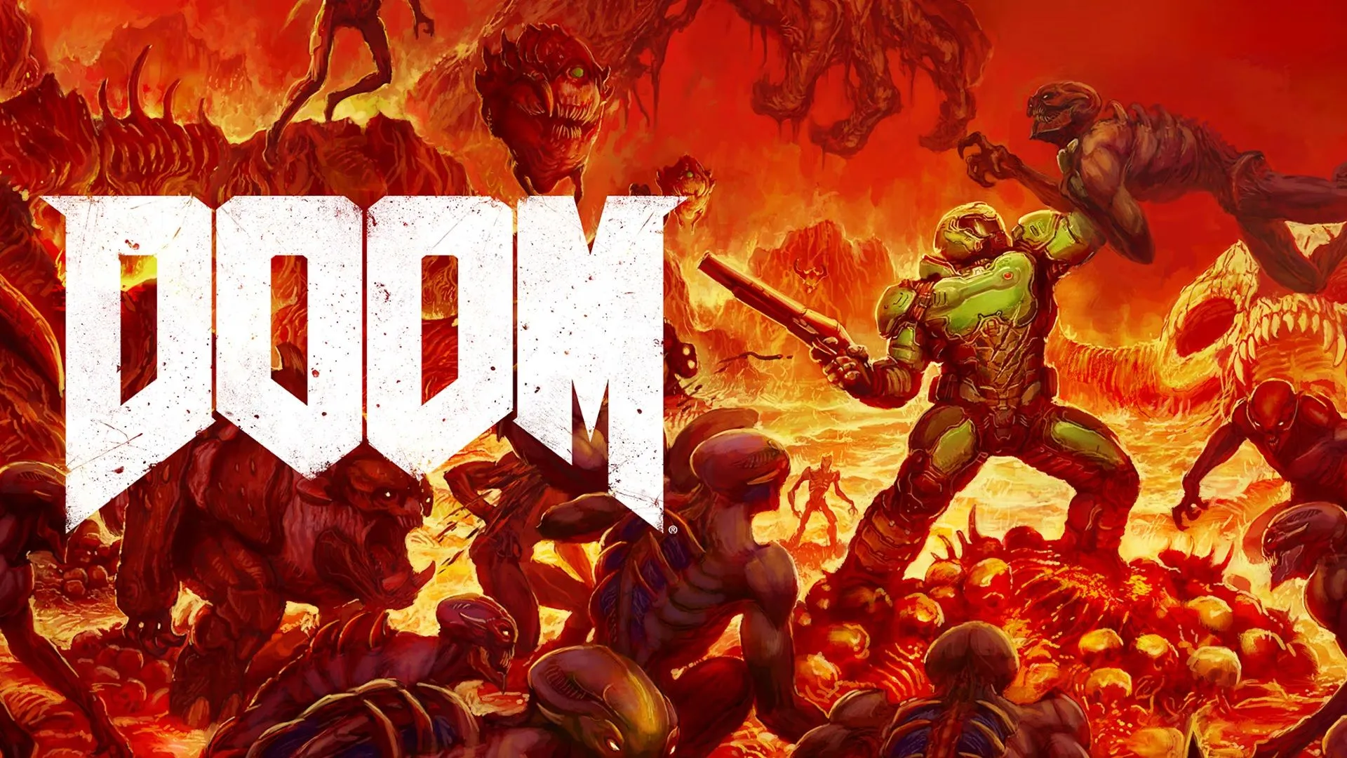 Bìa đĩa game Doom 2016 phiên bản Nintendo Switch, một tựa game FPS bạo lực và cuốn hút