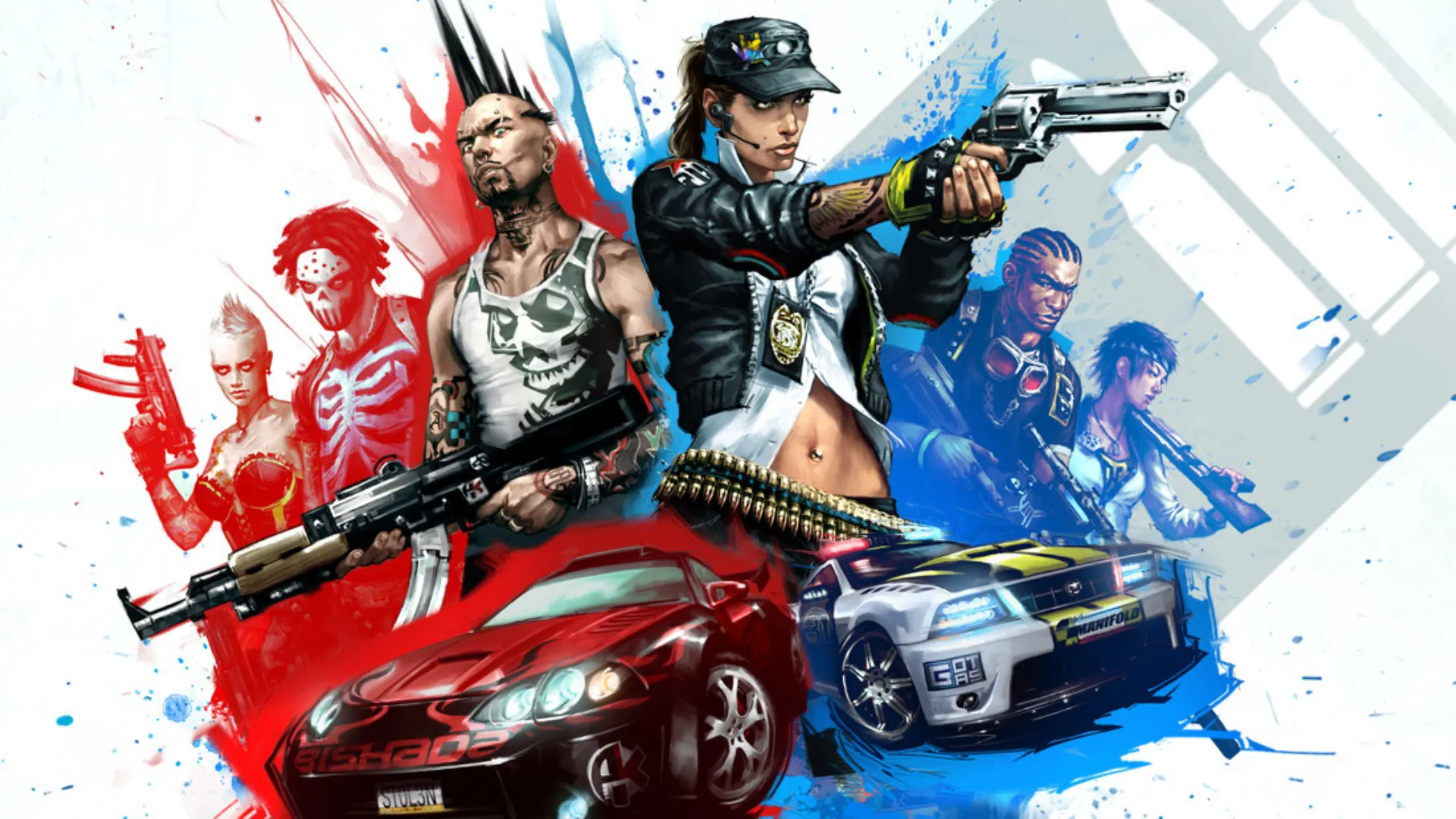 Bìa game APB: All Points Bulletin, một MMO thế giới mở về cảnh sát và tội phạm.
