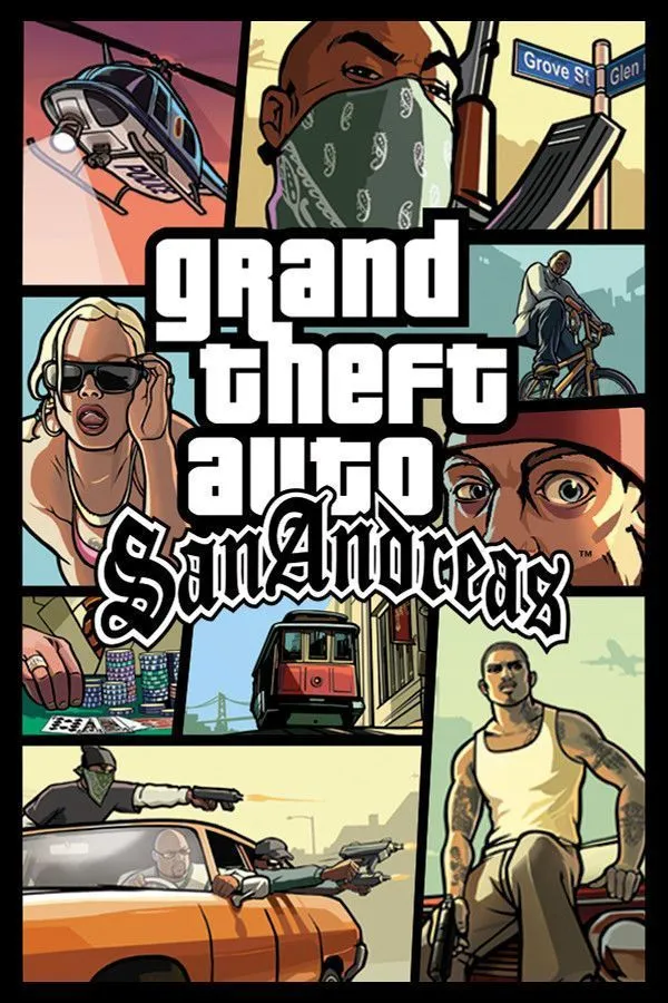 Bìa game Grand Theft Auto San Andreas bản gốc trên PlayStation 2