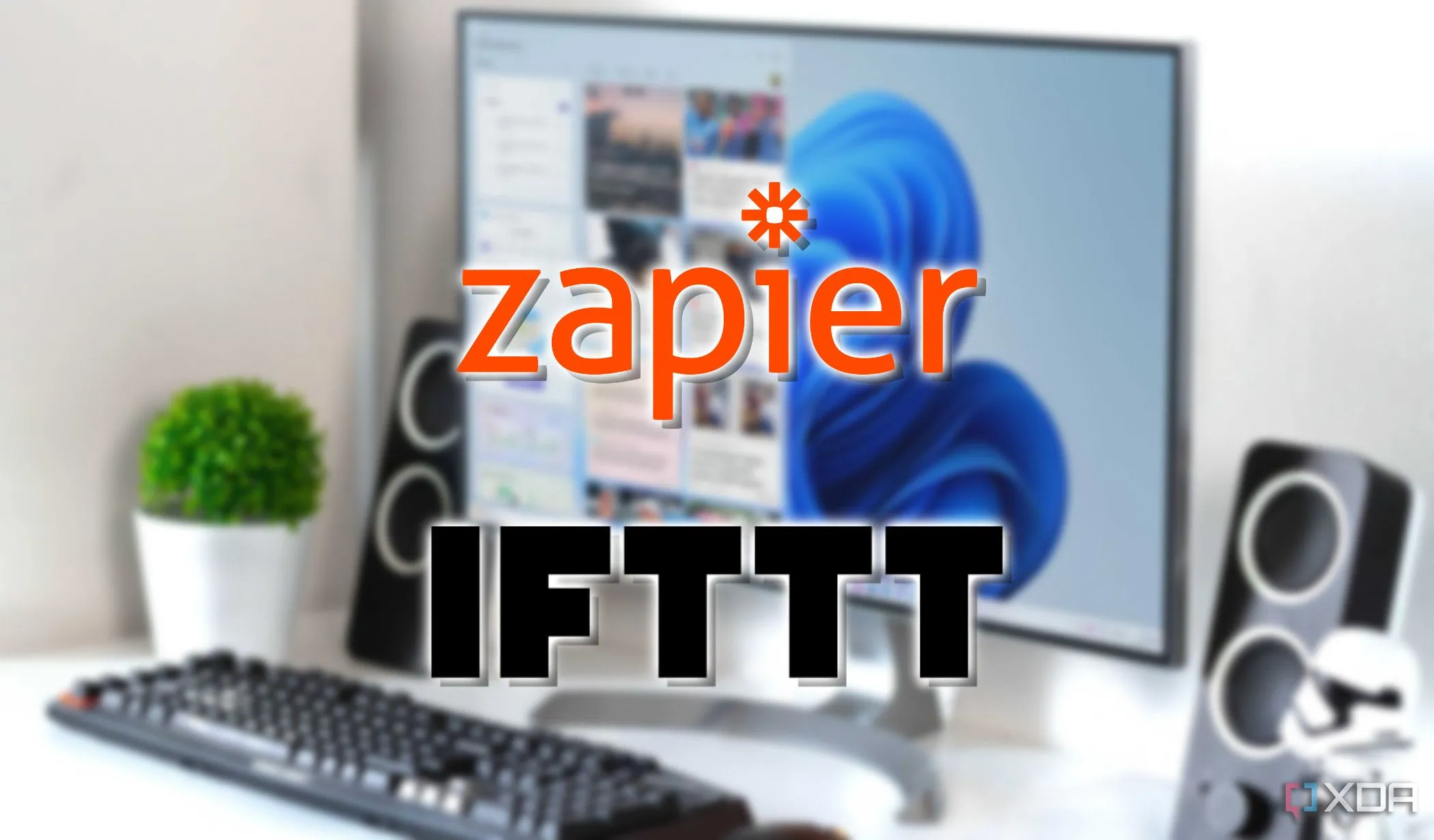 Biểu tượng Zapier và IFTTT tượng trưng cho các công cụ tự động hóa phổ biến, đối lập với Huginn tự host về quyền riêng tư