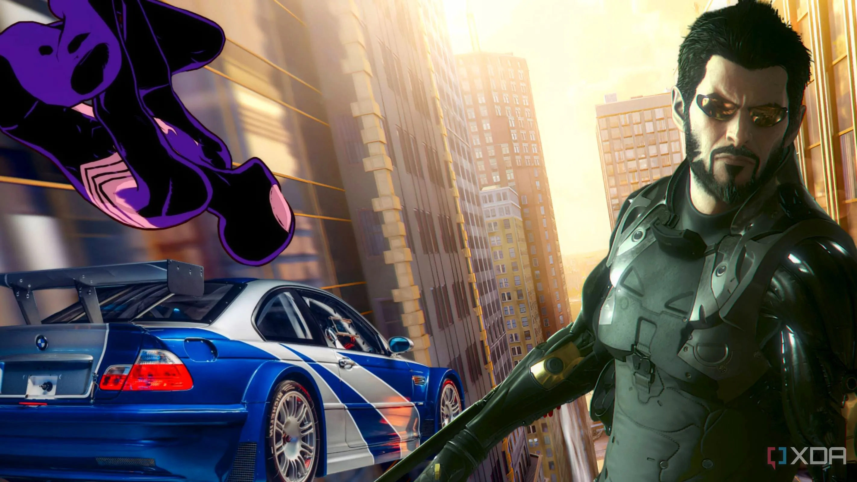 BMW, Spider-Man mặc đồ tím, và Adam Jensen từ Deus Ex