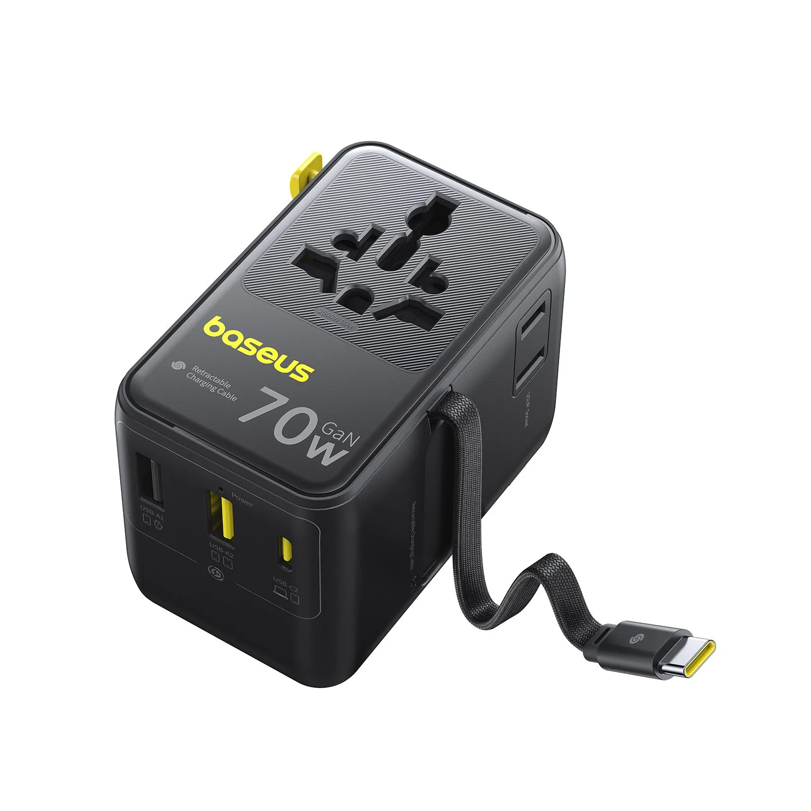 Bộ chuyển đổi du lịch đa năng Baseus EnerCore 6-in-1 với cáp USB-C rút gọn và các loại phích cắm