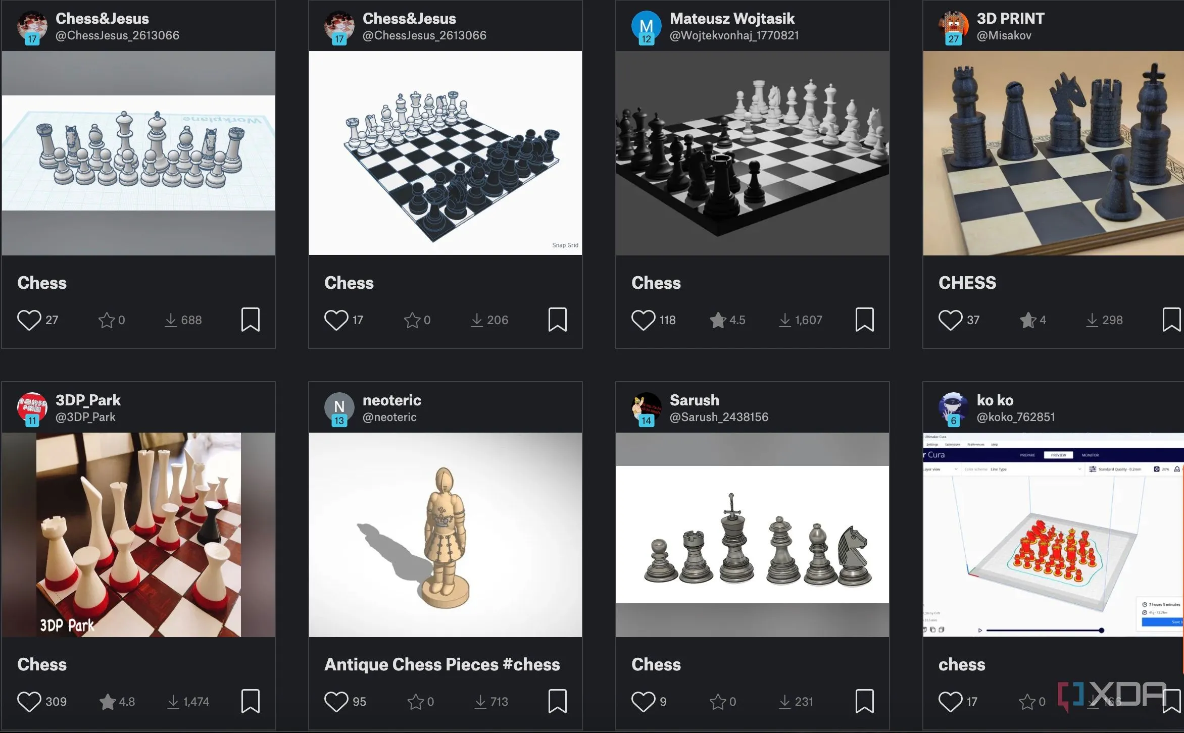 Bộ cờ vua in 3D với các quân cờ được thiết kế độc đáo, mang đến trải nghiệm chơi game mới lạ và thú vị.