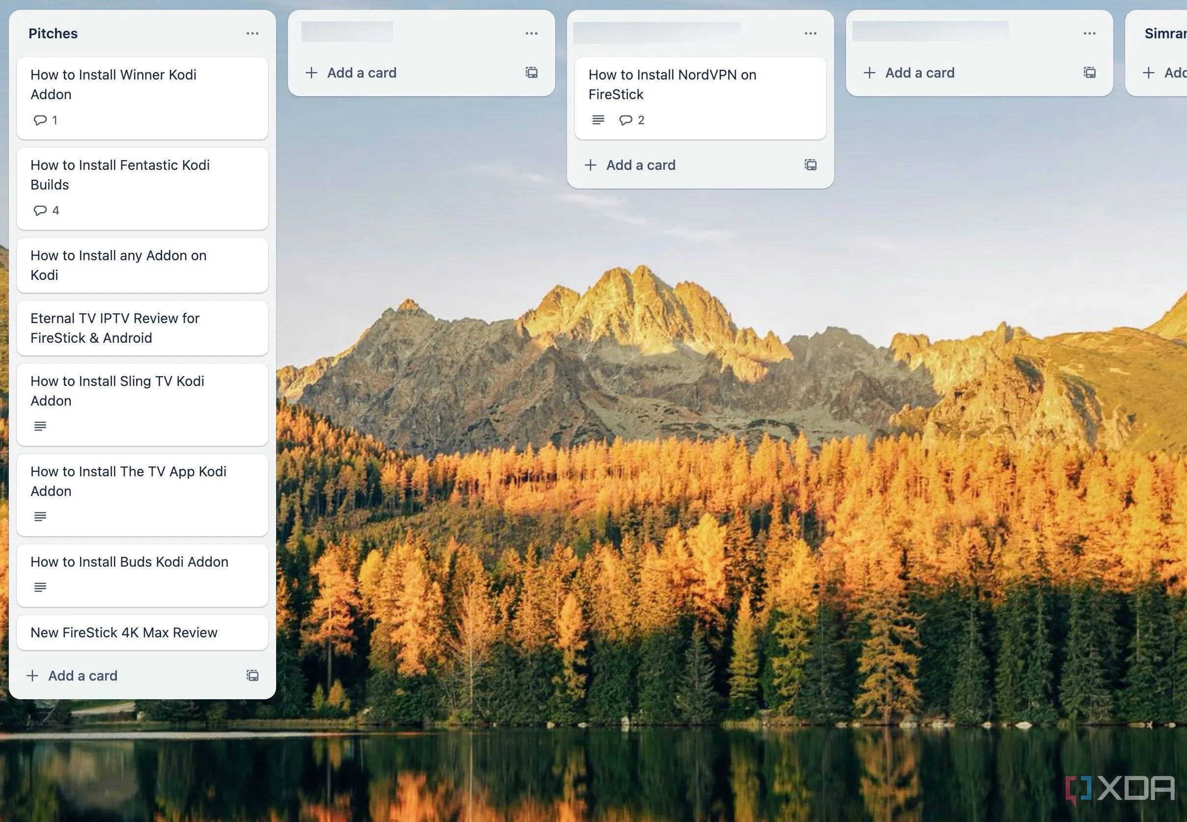 Các bảng Trello với giao diện trực quan, màu sắc và hình ảnh hấp dẫn