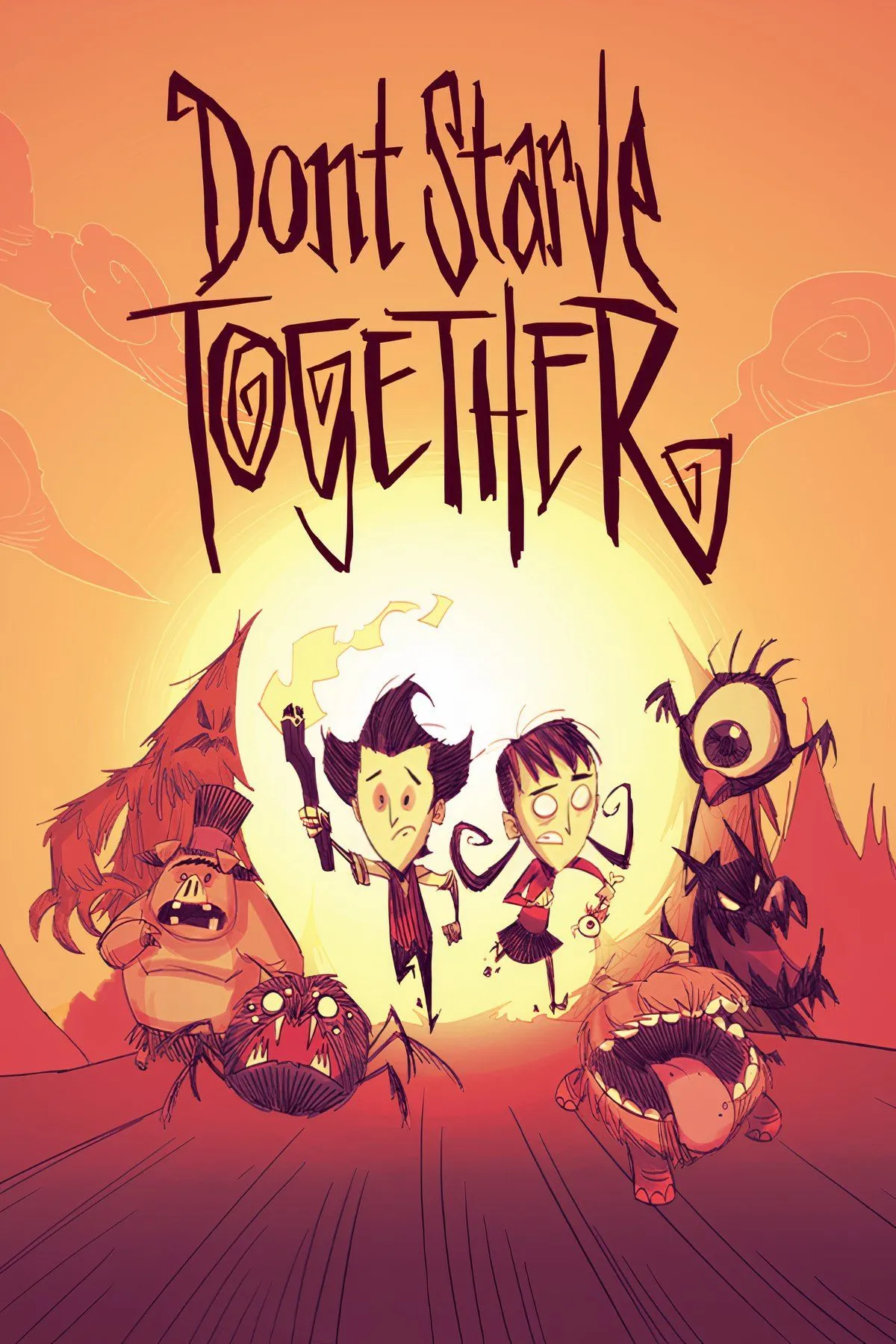 Các nhân vật Don't Starve Together đang sinh tồn trong môi trường kỳ lạ với phong cách nghệ thuật độc đáo.