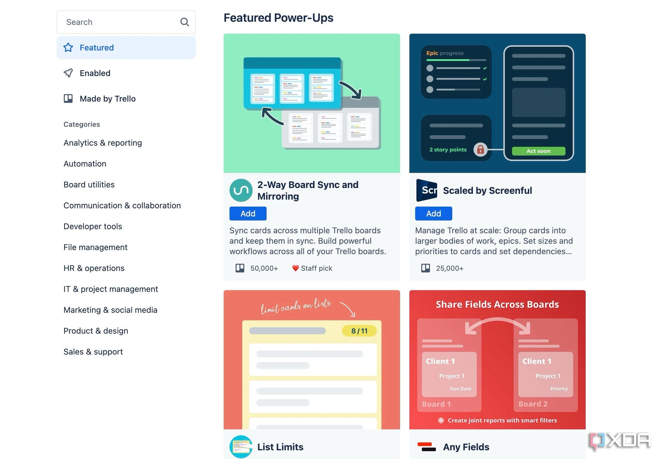 Các Power-ups của Trello cho phép tự động hóa và tích hợp với ứng dụng khác
