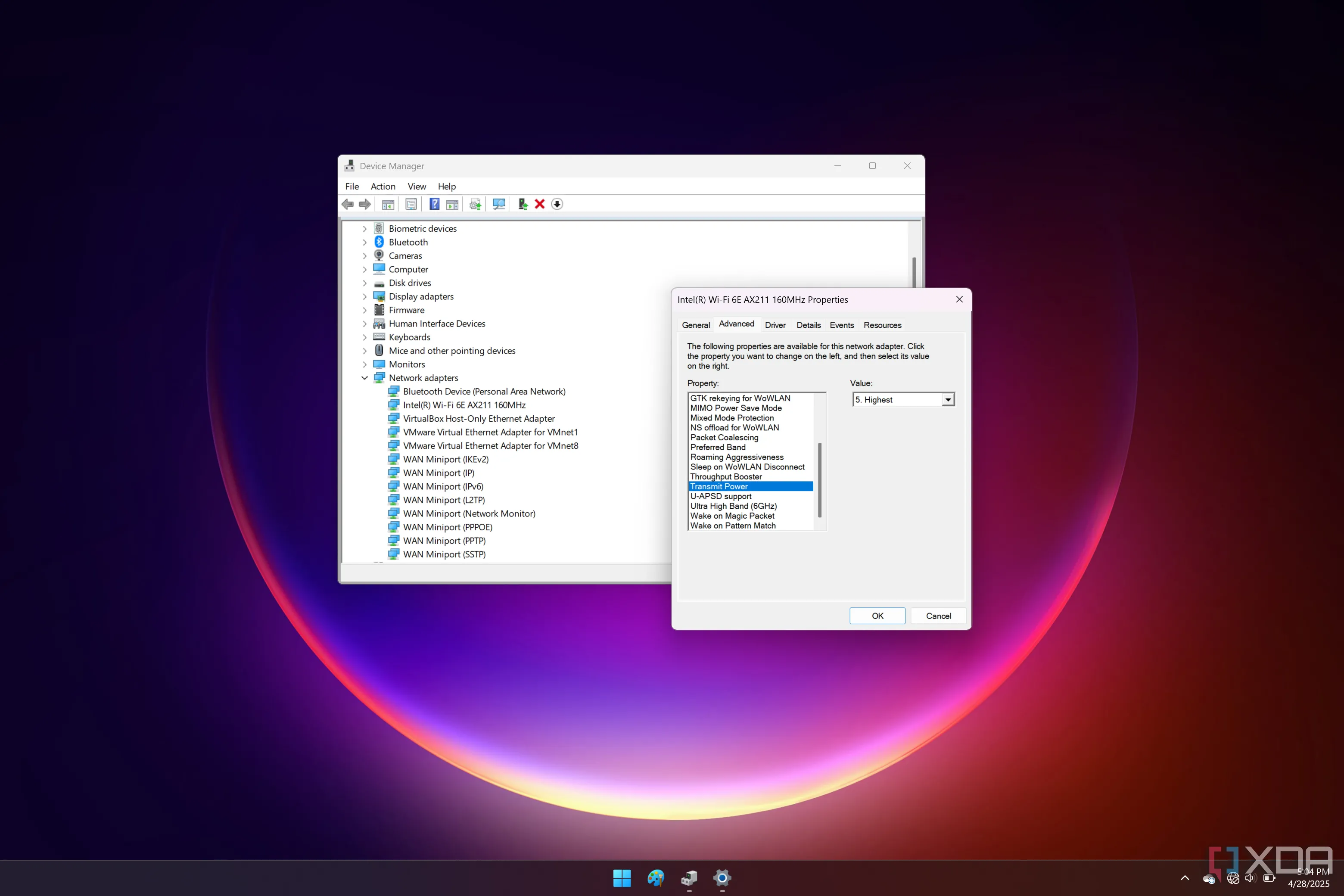 Cài đặt Công suất truyền (Transmit Power) cho bộ điều hợp Wi-Fi