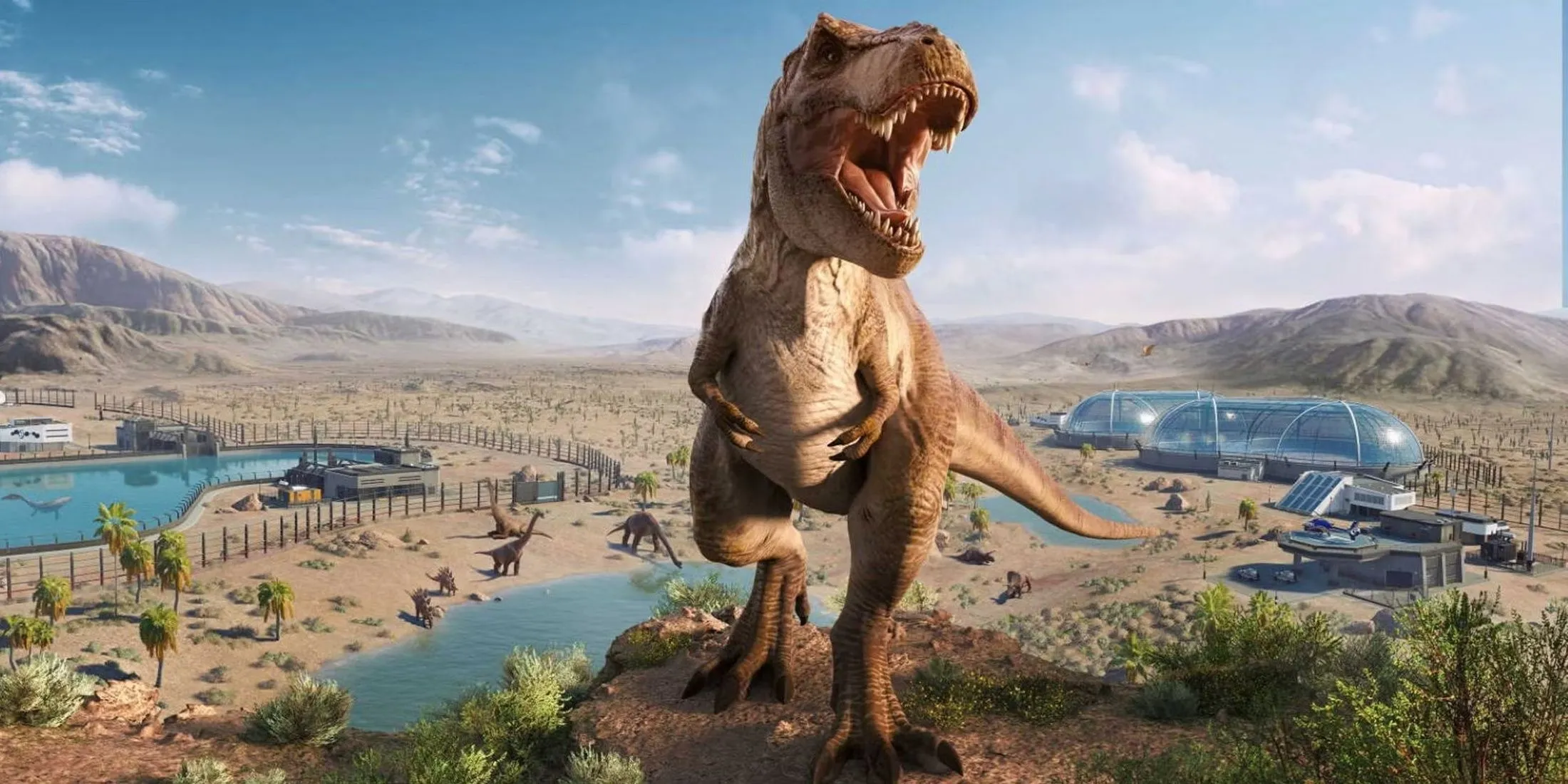 Cận cảnh một loài khủng long chi tiết và chân thực trong Jurassic World Evolution 2, minh họa đồ họa ấn tượng của trò chơi
