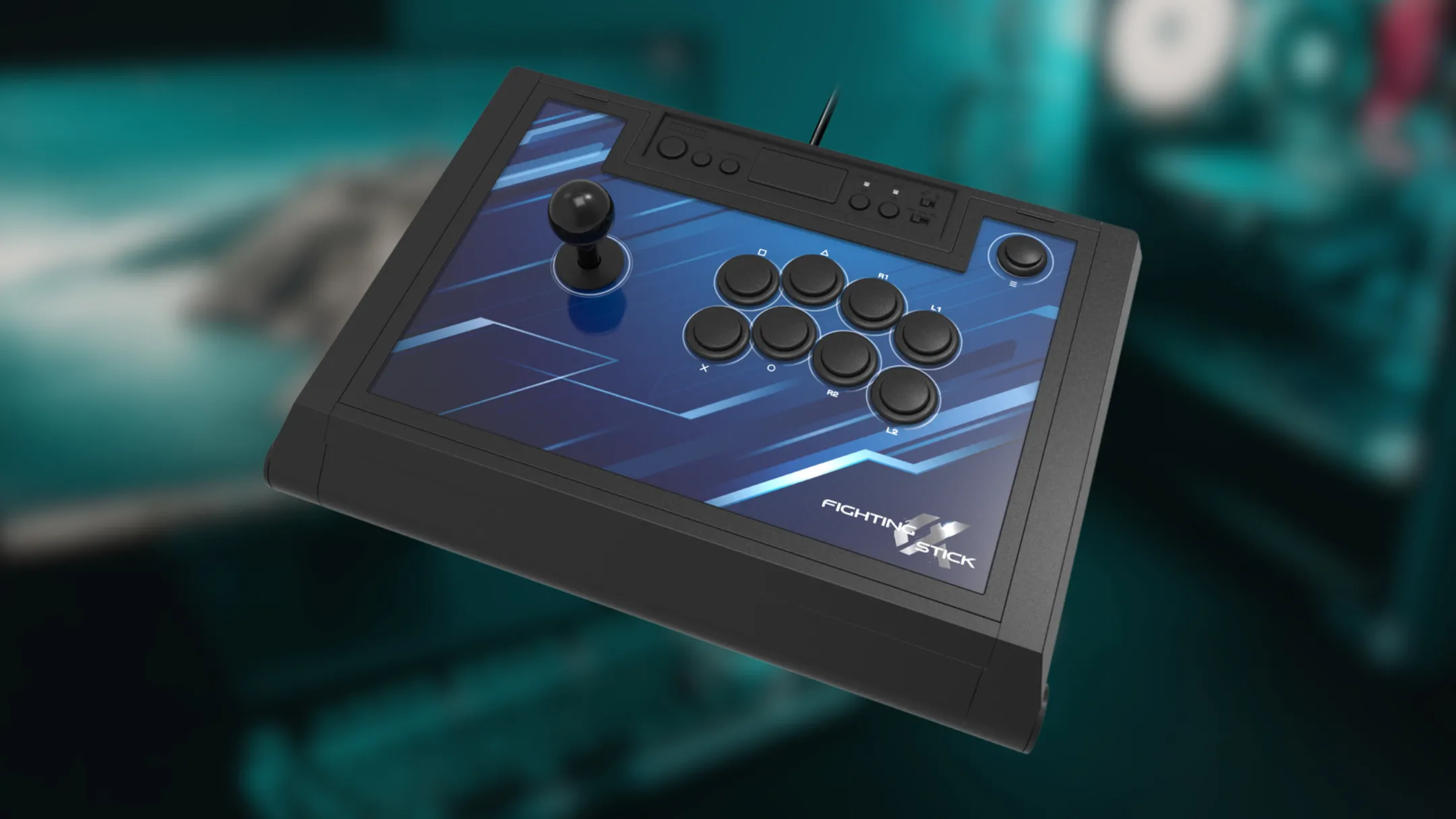Cần gạt arcade HORI Fighting Stick Alpha dành cho PlayStation 5, minh họa loại phụ kiện chuyên dụng mà game đối kháng trên Nintendo Switch 2 cần có.