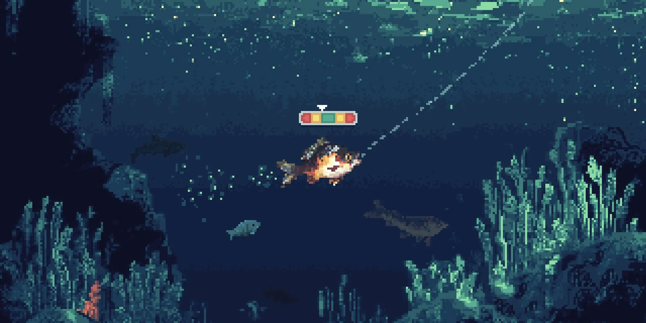 Cảnh bắt cá thành công trong game câu cá nhàn rỗi Cast n Chill