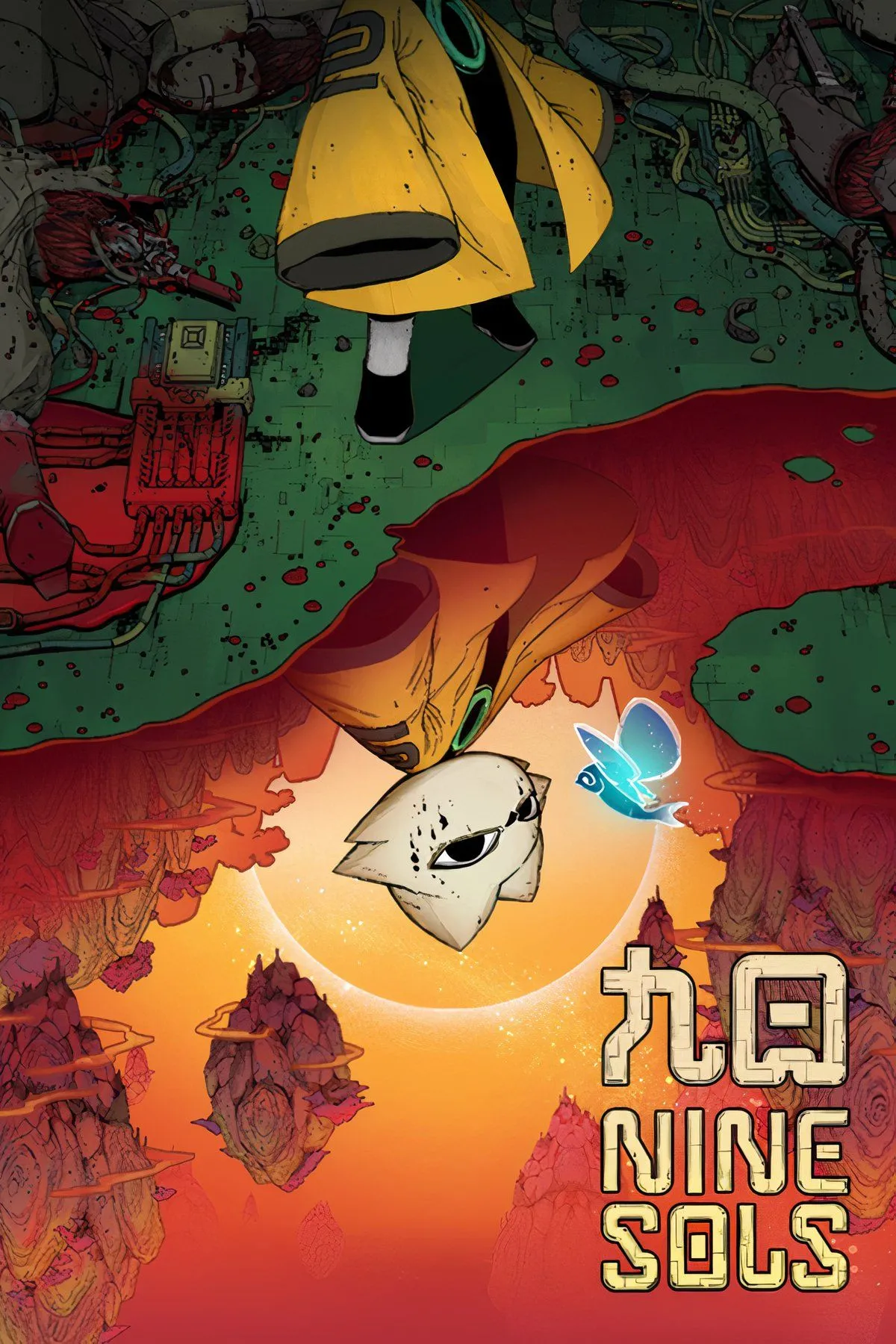 Cảnh chiến đấu ấn tượng trong Nine Sols, kết hợp Metroidvania với cơ chế parry của Sekiro, trong bối cảnh cyberpunk Đạo giáo.