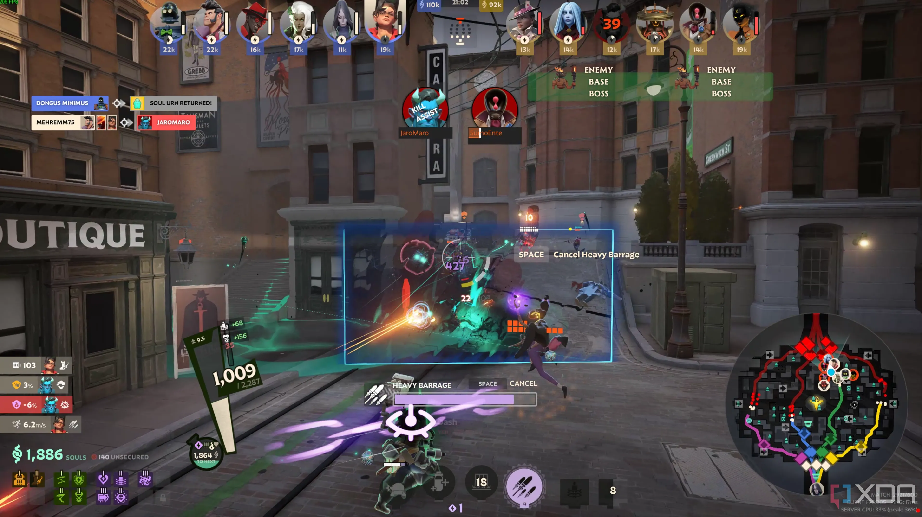 Cảnh chiến đấu trong Deadlock, tựa game mới của Valve, nơi rò rỉ dữ liệu HLX được tìm thấy.
