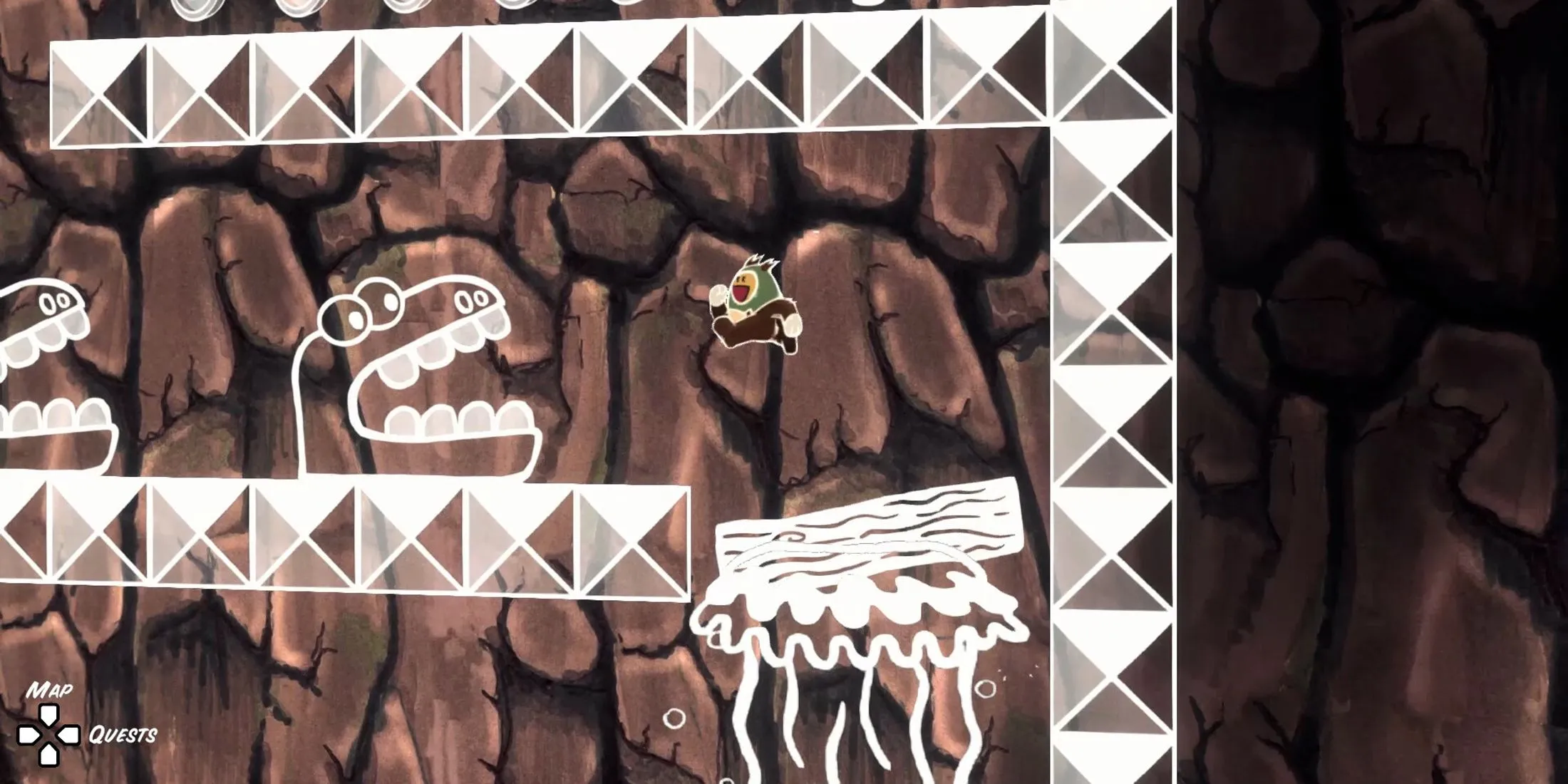Cảnh chơi game Ruffy and the Riverside với các yếu tố platforming