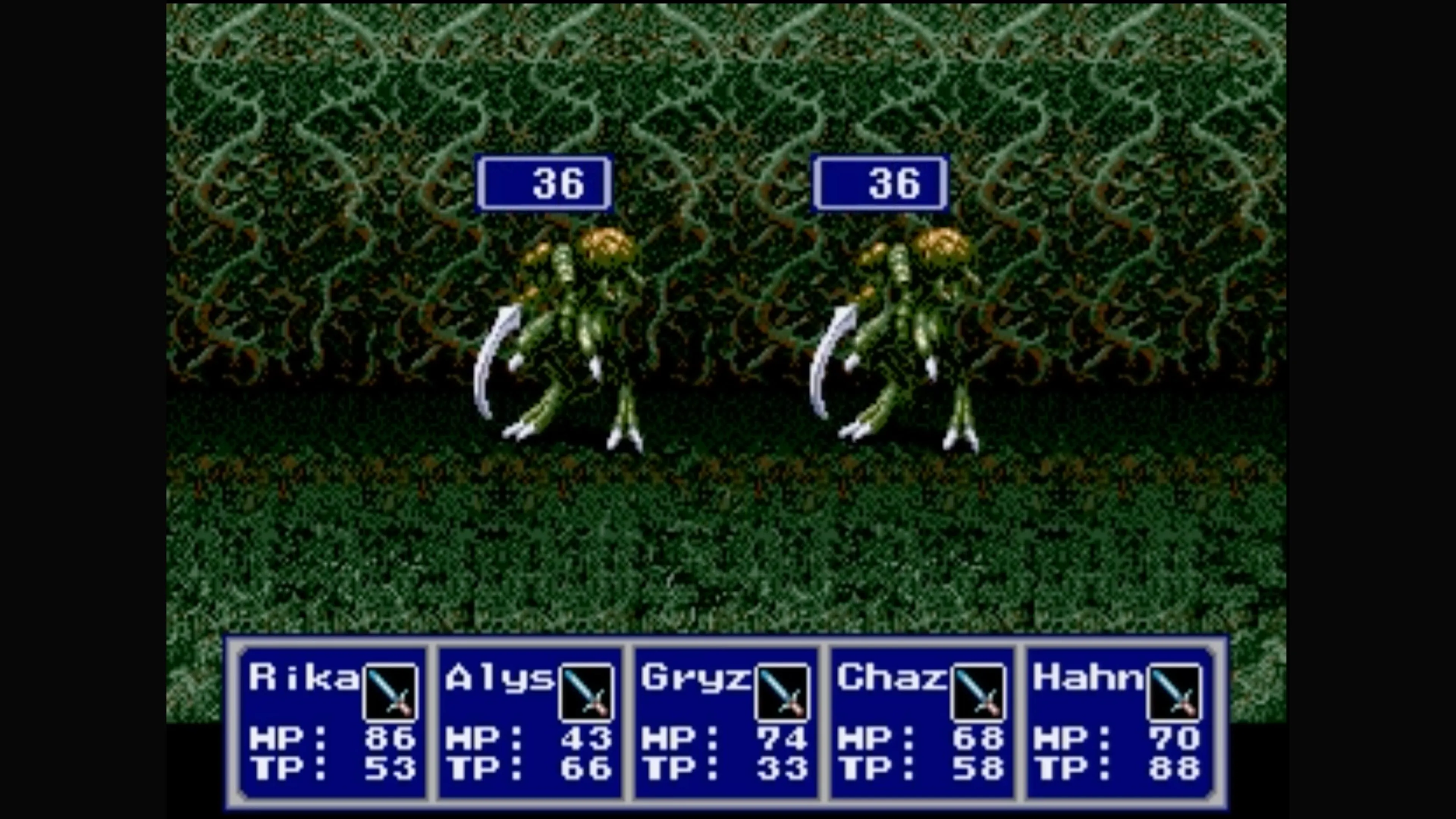 Cảnh đối thoại giữa các NPC trong game Phantasy Star IV trên Sega Genesis