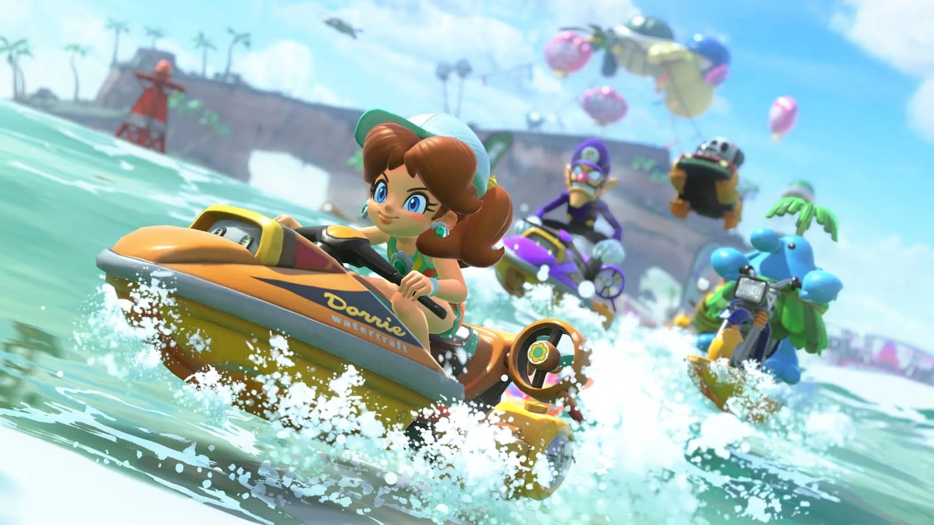 Cảnh khám phá thế giới mở trong Mario Kart World