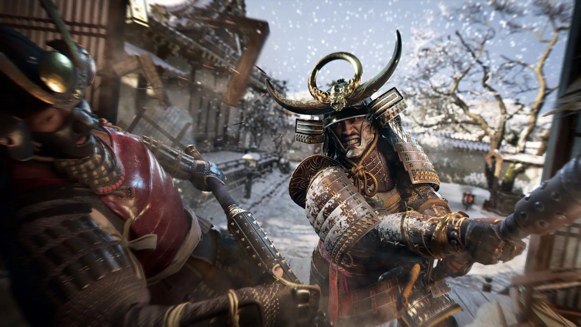 Cảnh quay của Samurai Yassuke trong Assassin's Creed Shadows với trang bị giáp trụ đặc trưng