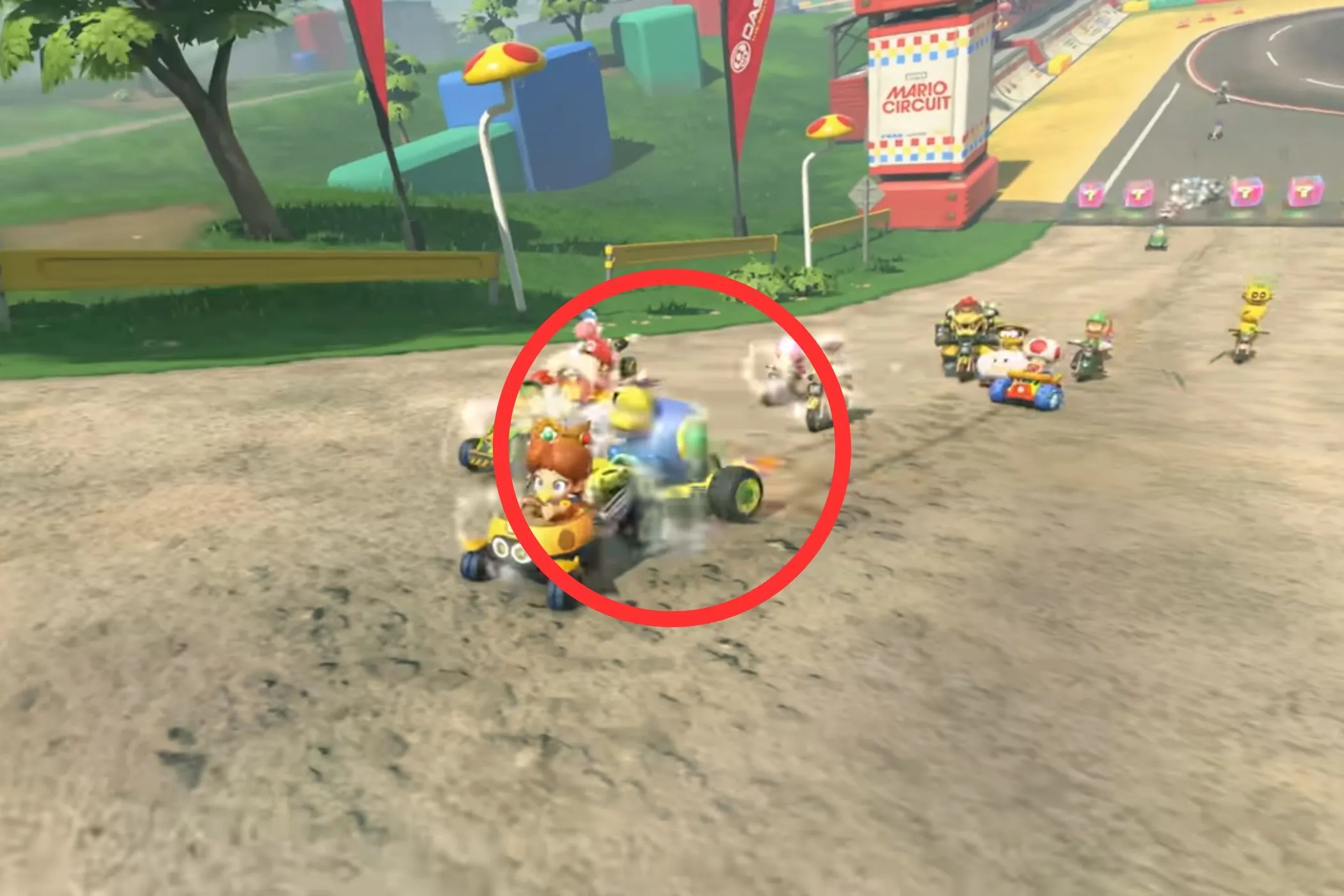 Cataquack, nhân vật cổ điển từ Super Mario Sunshine, bất ngờ xuất hiện và lái xe đua trên đường đua trong Mario Kart World