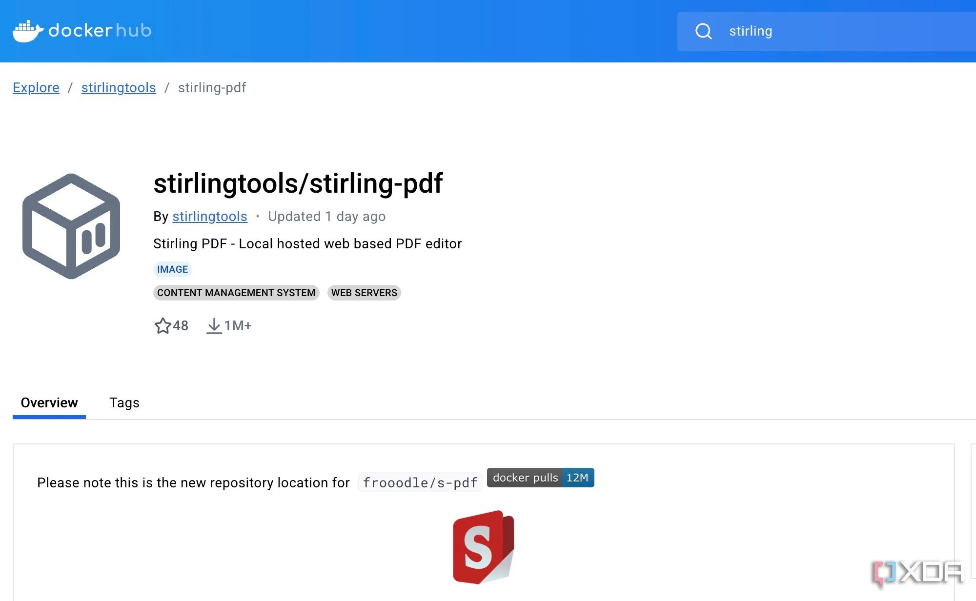 Cấu hình Stirling PDF trên Docker, minh họa khả năng tự host và kiểm soát dữ liệu cá nhân.