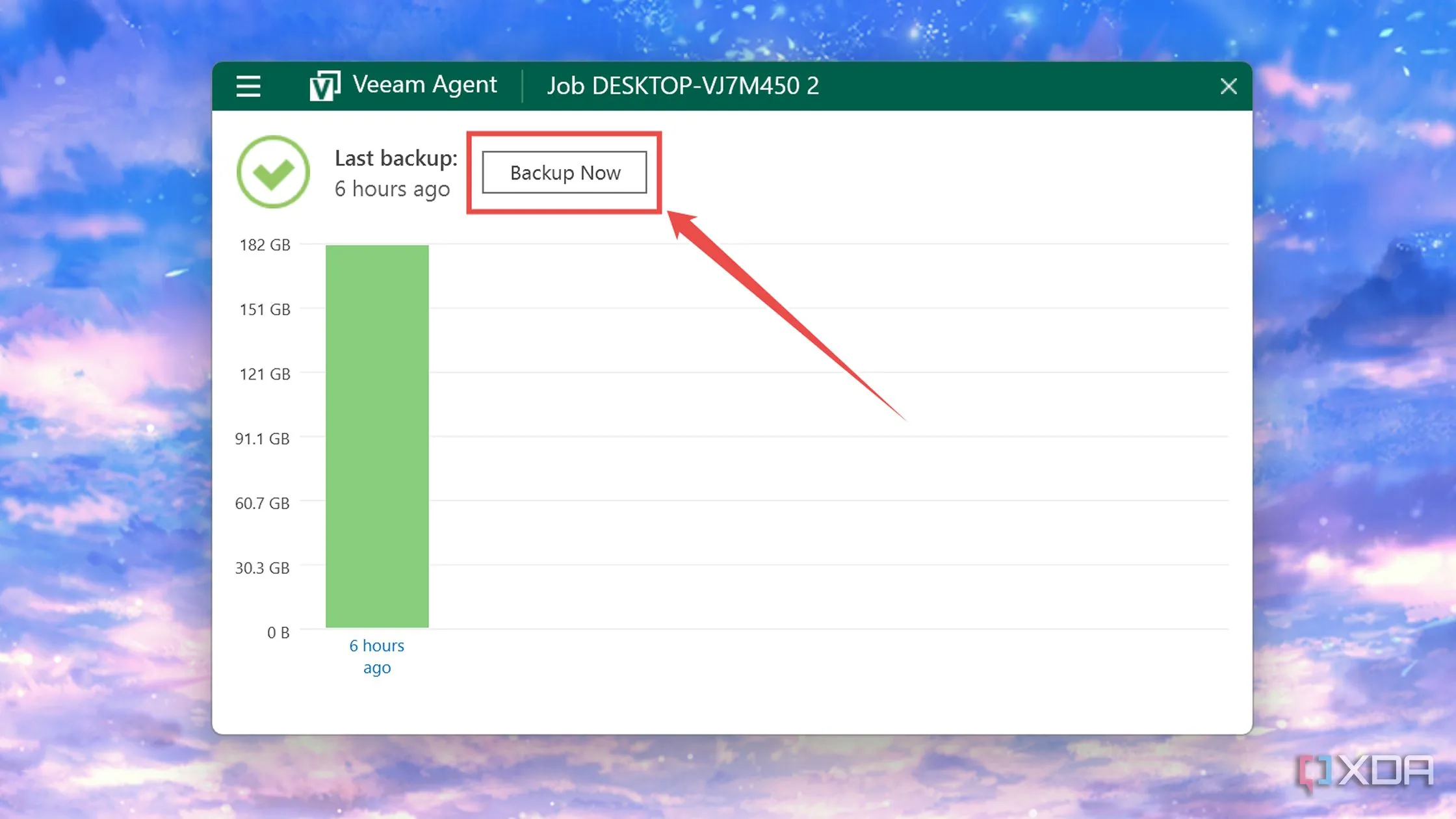 Chạy sao lưu dữ liệu ngay lập tức với Veeam Backup Agent.