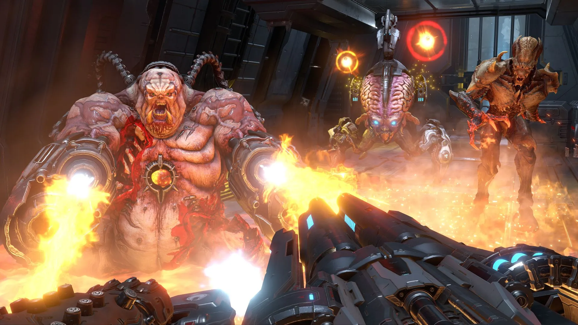 Chế độ Multiplayer của Doom Eternal với ba con quỷ lớn đối đầu Doom Slayer