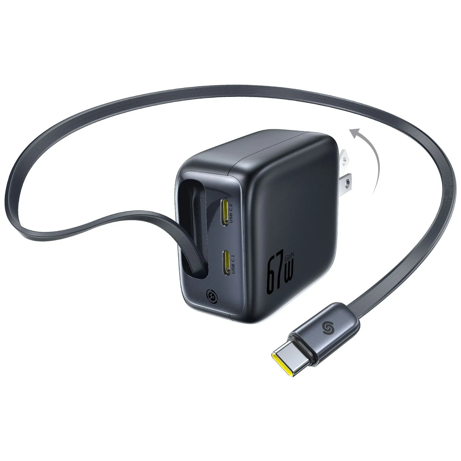 Chi tiết bộ sạc tường Baseus EnerCore CJ11 67W với cáp USB-C rút gọn