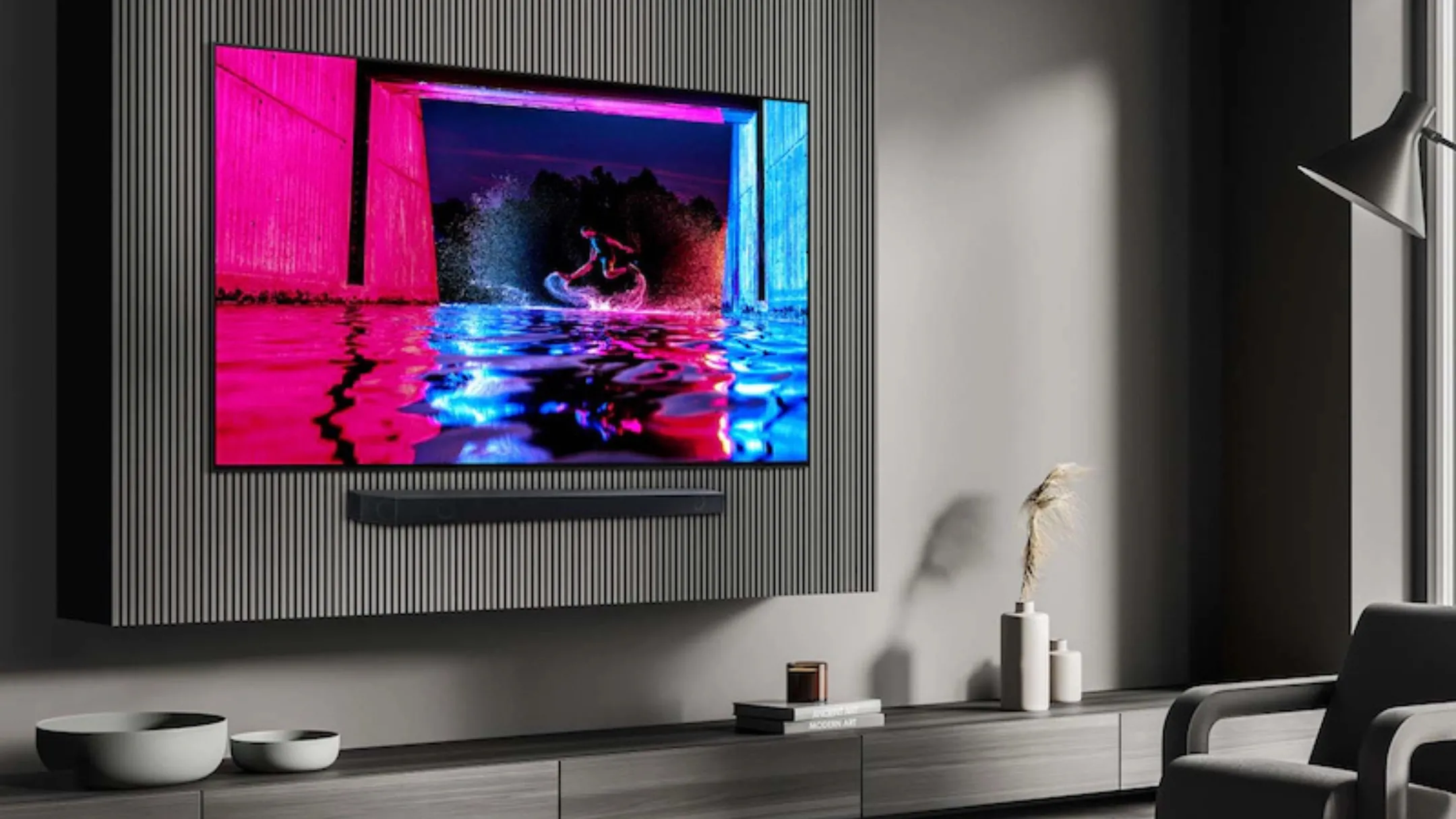 Chiếc TV không viền treo tường, một thiết kế hiện đại từng được tích hợp công nghệ 3D.