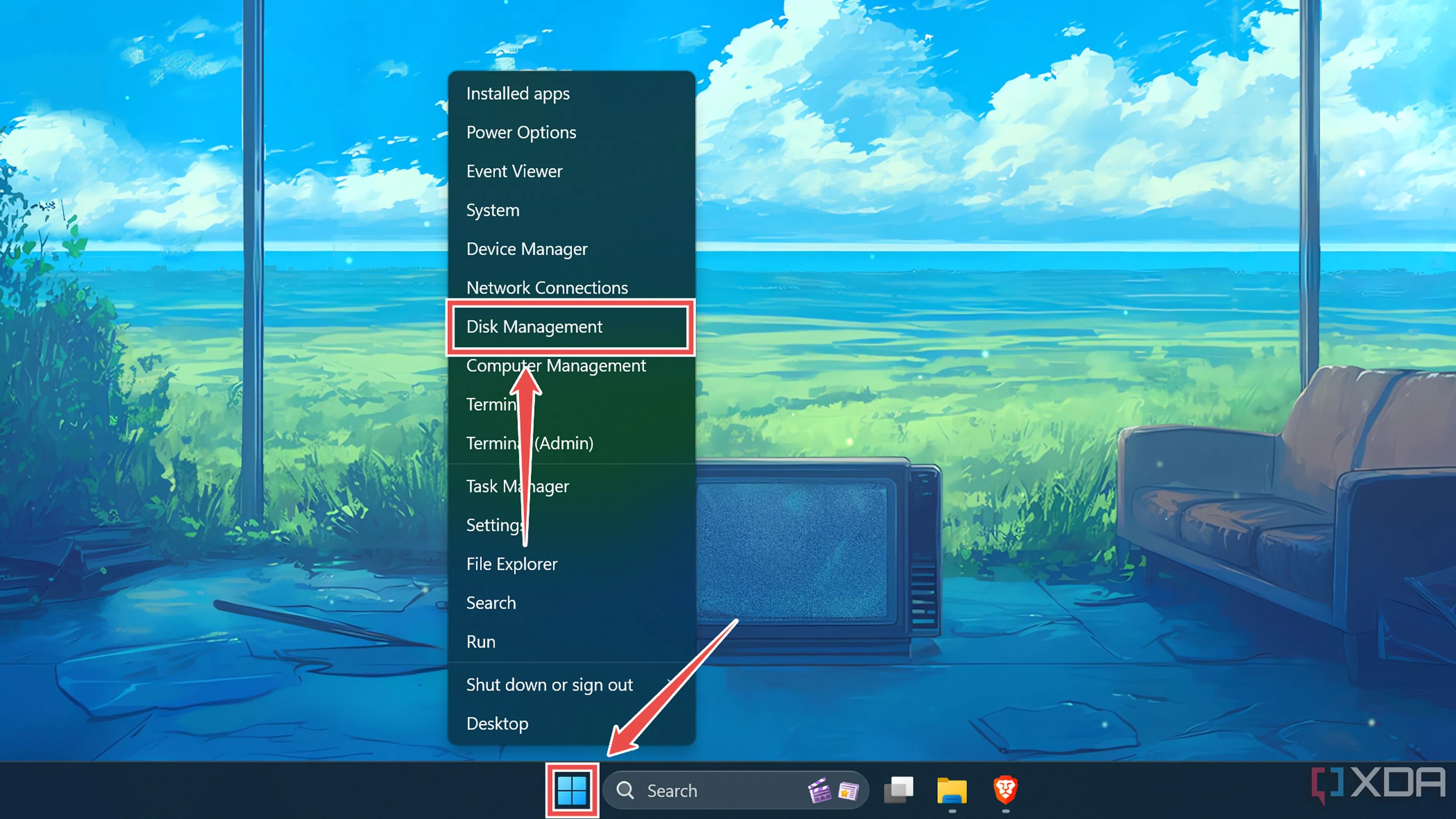 Chọn tùy chọn Disk Management để quản lý ổ đĩa trên Windows