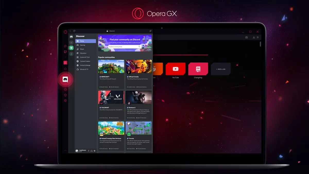 Cộng đồng Discord sôi động của trình duyệt chơi game Opera GX