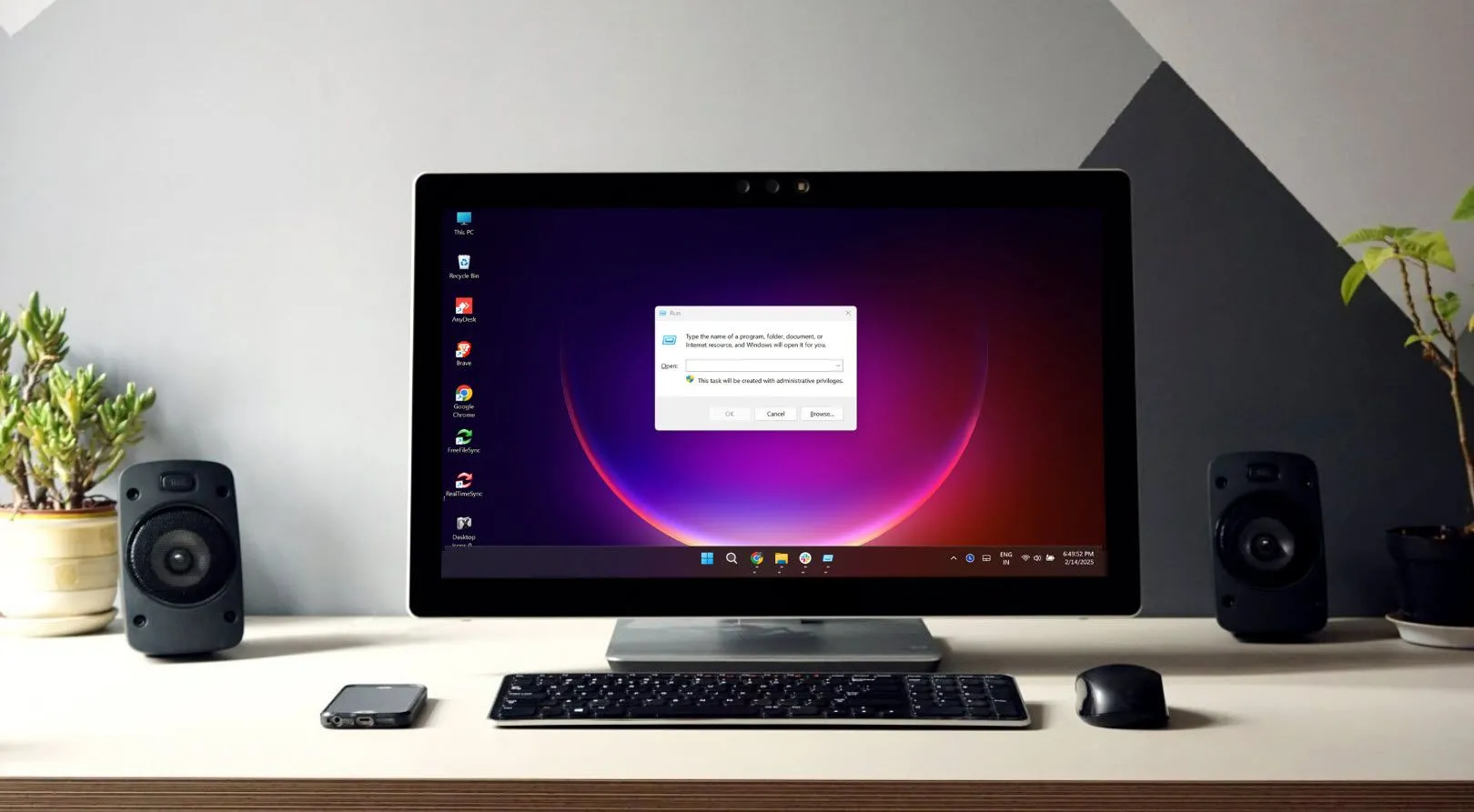 Cửa sổ lệnh Run trên máy tính Windows, thể hiện khả năng thực thi các lệnh hệ thống thông qua Espanso