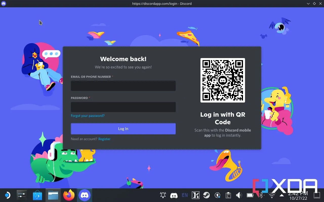 Đăng nhập tài khoản Discord trên thiết bị Steam Deck chạy Steam OS