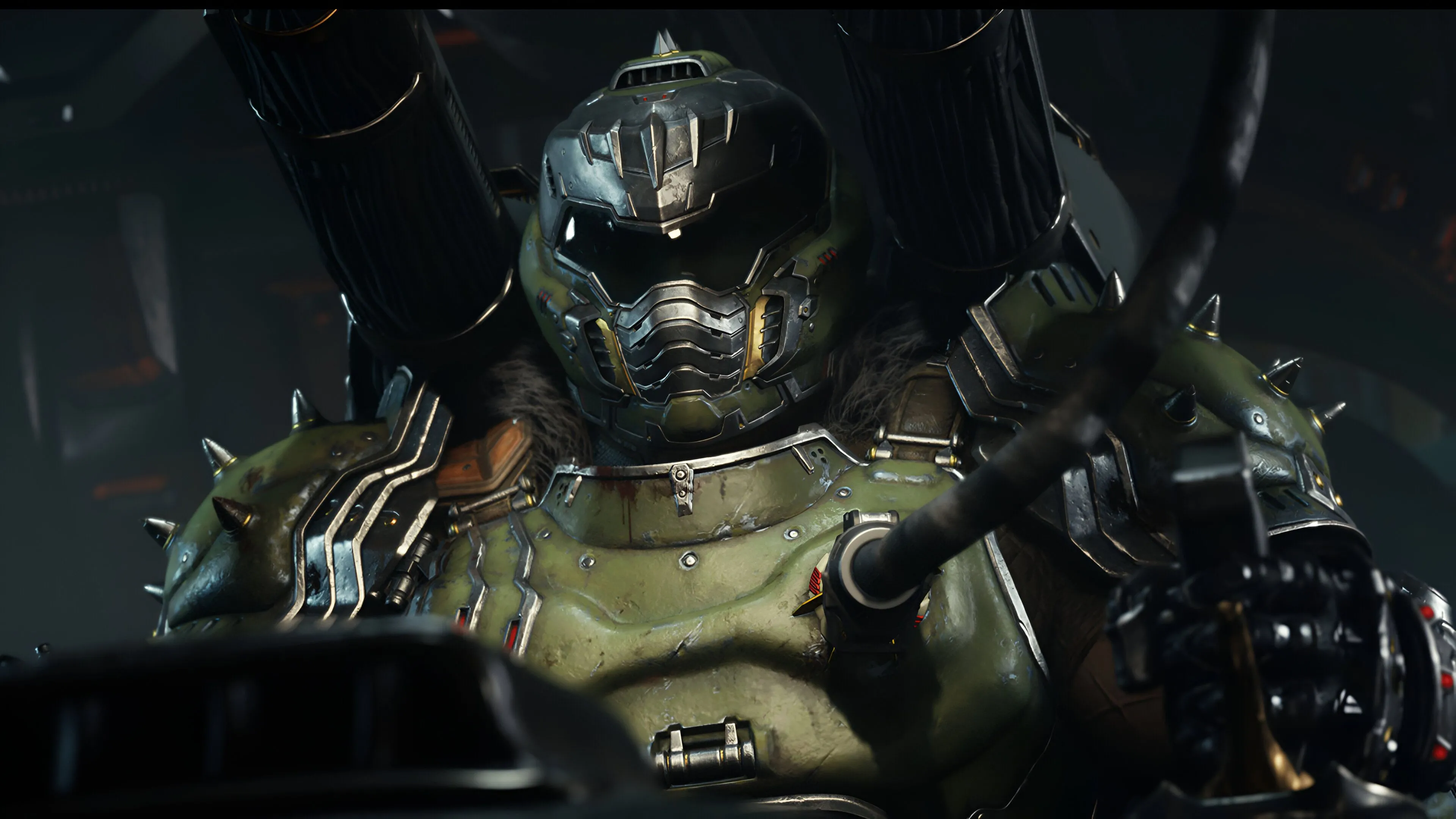 Doom Slayer điều khiển cỗ máy Atlan Mech trong Doom The Dark Ages, minh họa đồ họa chi tiết