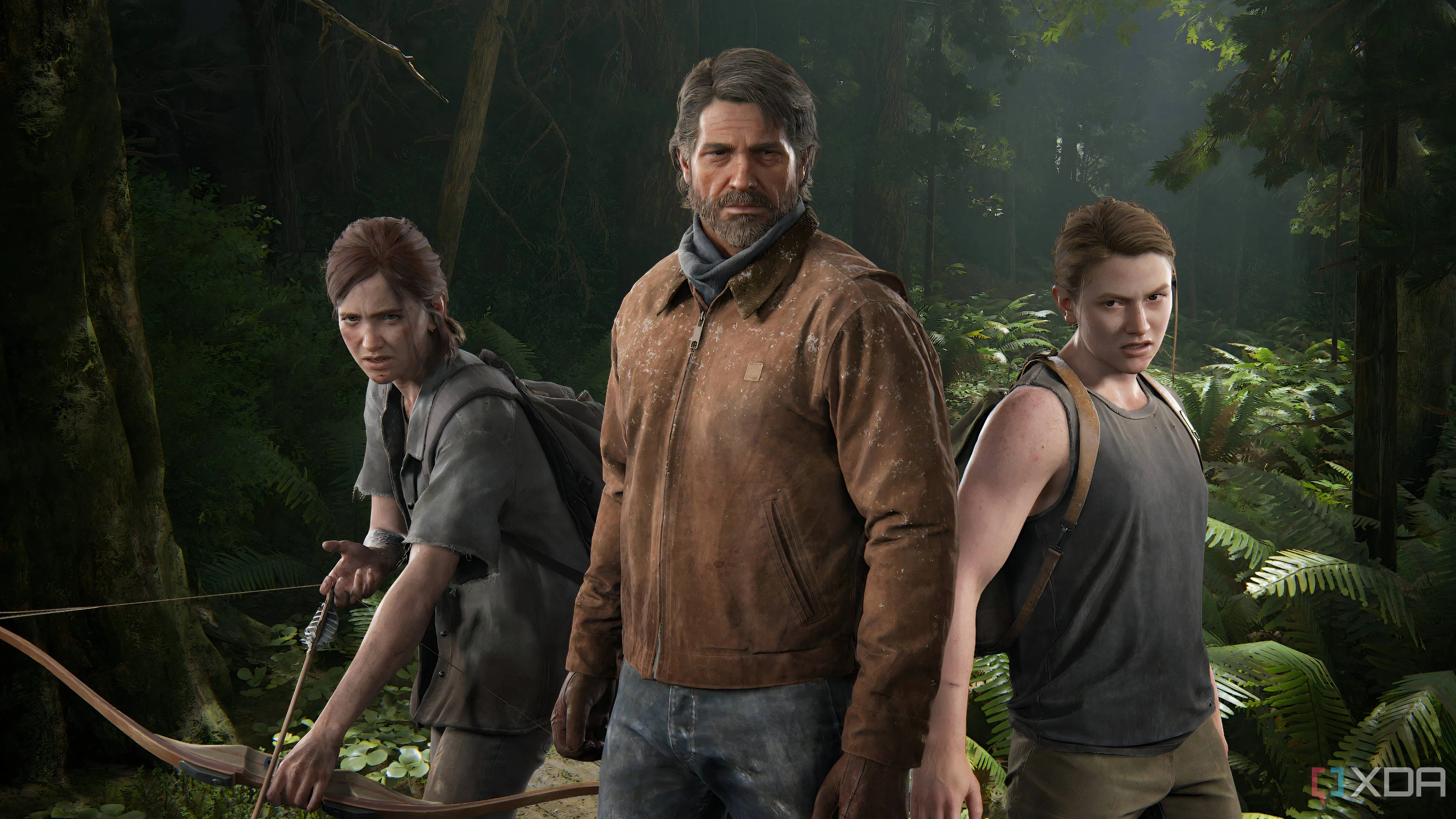 Ellie với cung, Joel trong áo khoác mùa đông và Abby trong áo ba lỗ – những nhân vật trung tâm của The Last of Us Part II