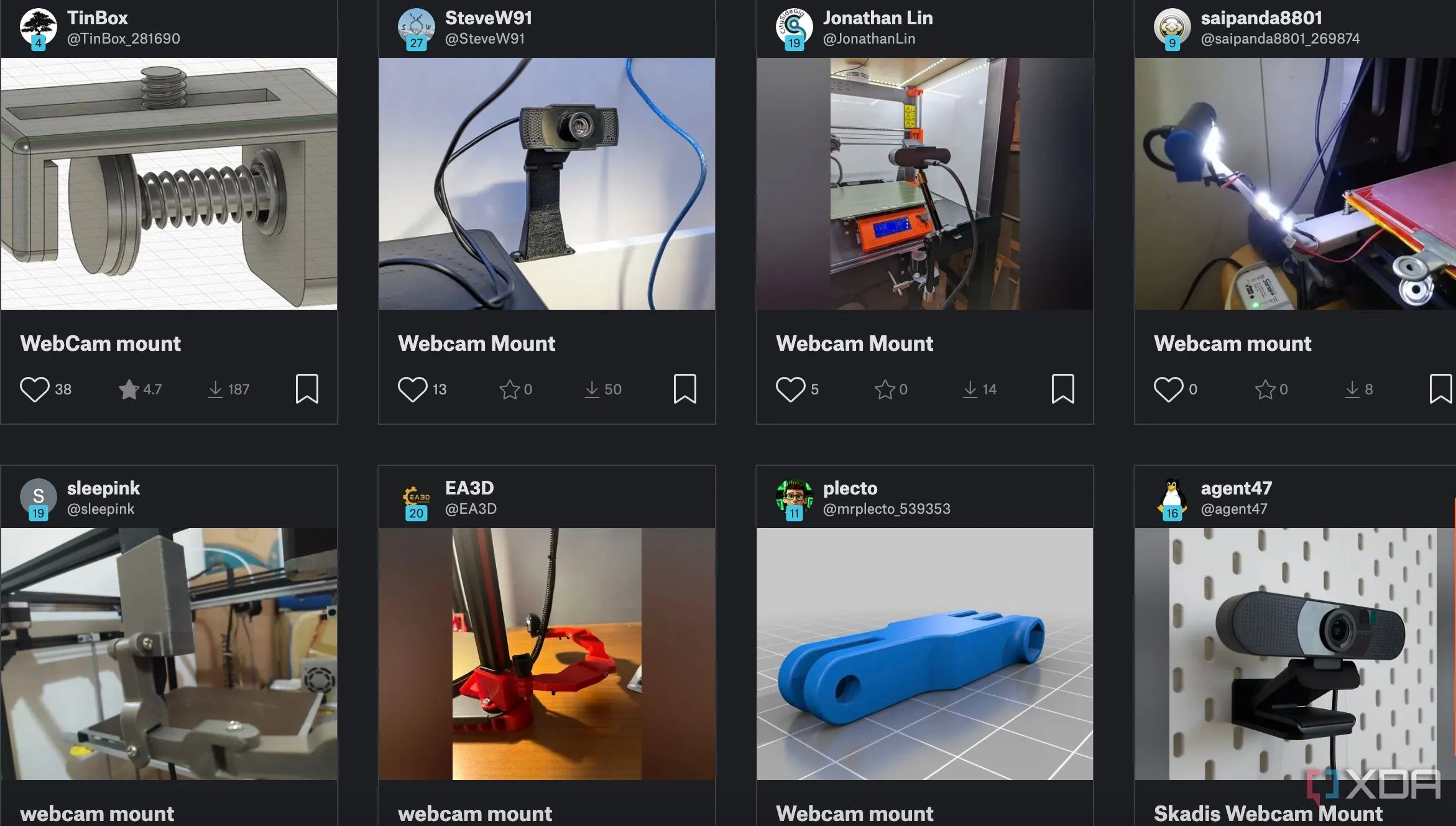 Giá đỡ webcam gắn trên máy in 3D