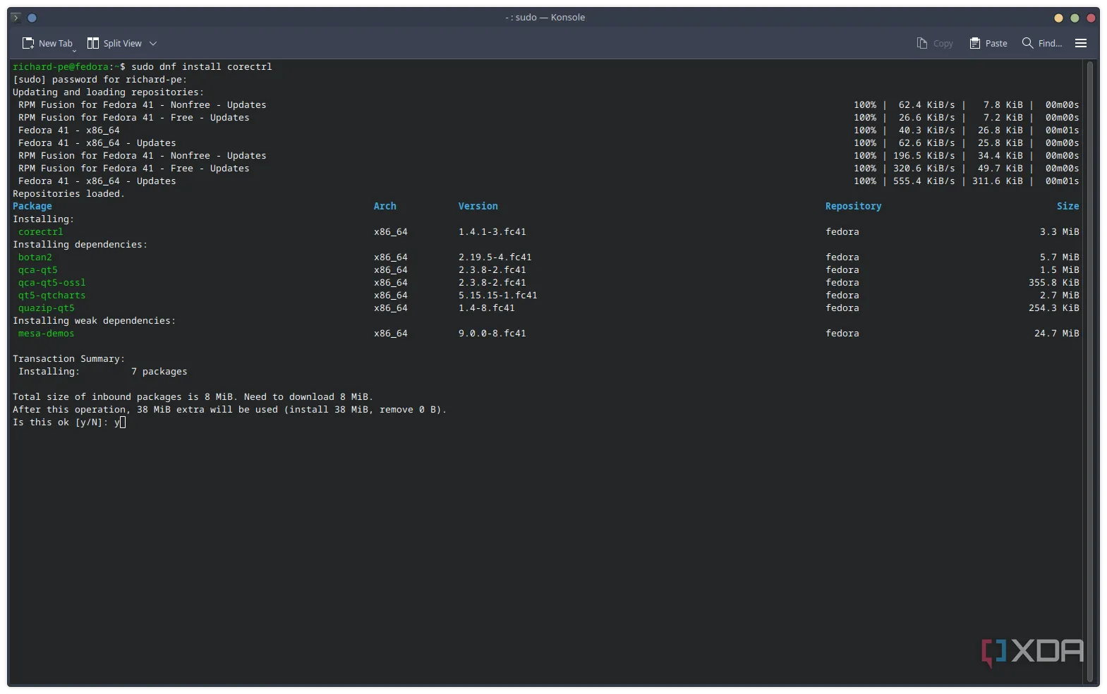 Giao diện cài đặt Mumble trên Fedora Linux