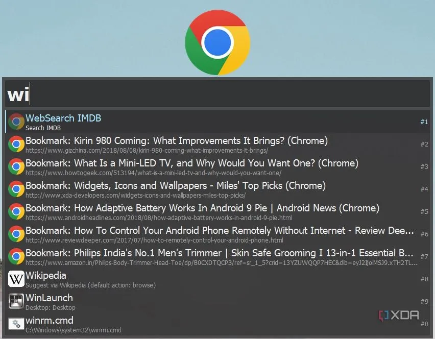 Giao diện đơn giản nhưng mạnh mẽ của launcher Keypirinha dành cho Windows.