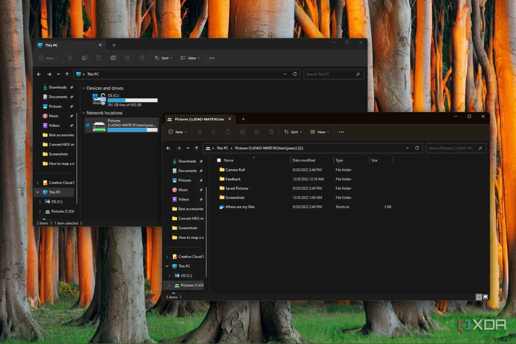 Giao diện File Explorer hiển thị ổ đĩa mạng đã được ánh xạ và nội dung của ổ đĩa, minh họa cách truy cập ổ đĩa ảo chia sẻ
