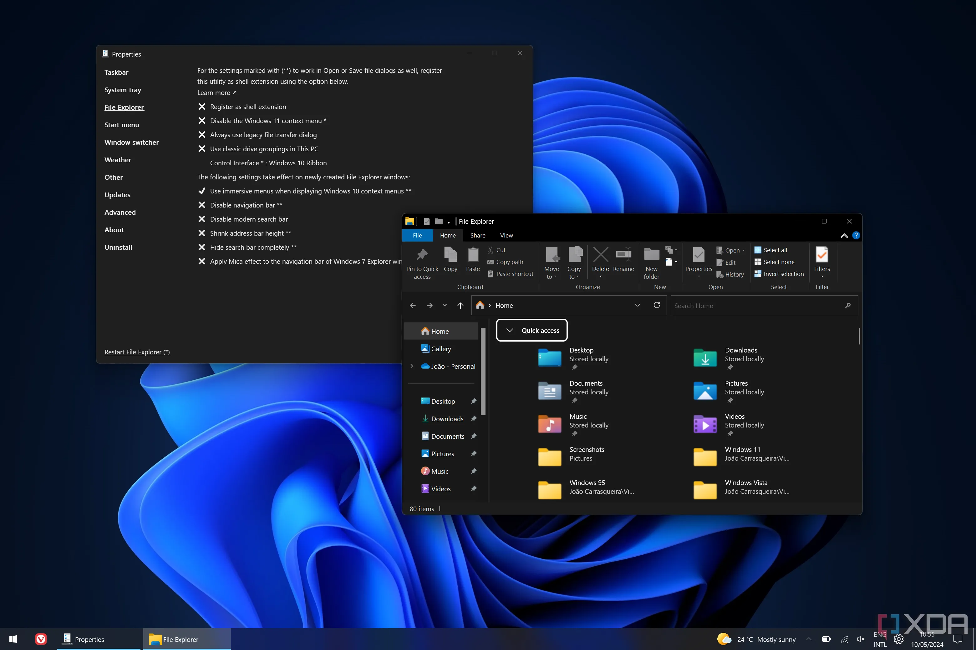Giao diện File Explorer với Ribbon UI phong cách Windows 10 được khôi phục bởi ExplorerPatcher trên Windows 11