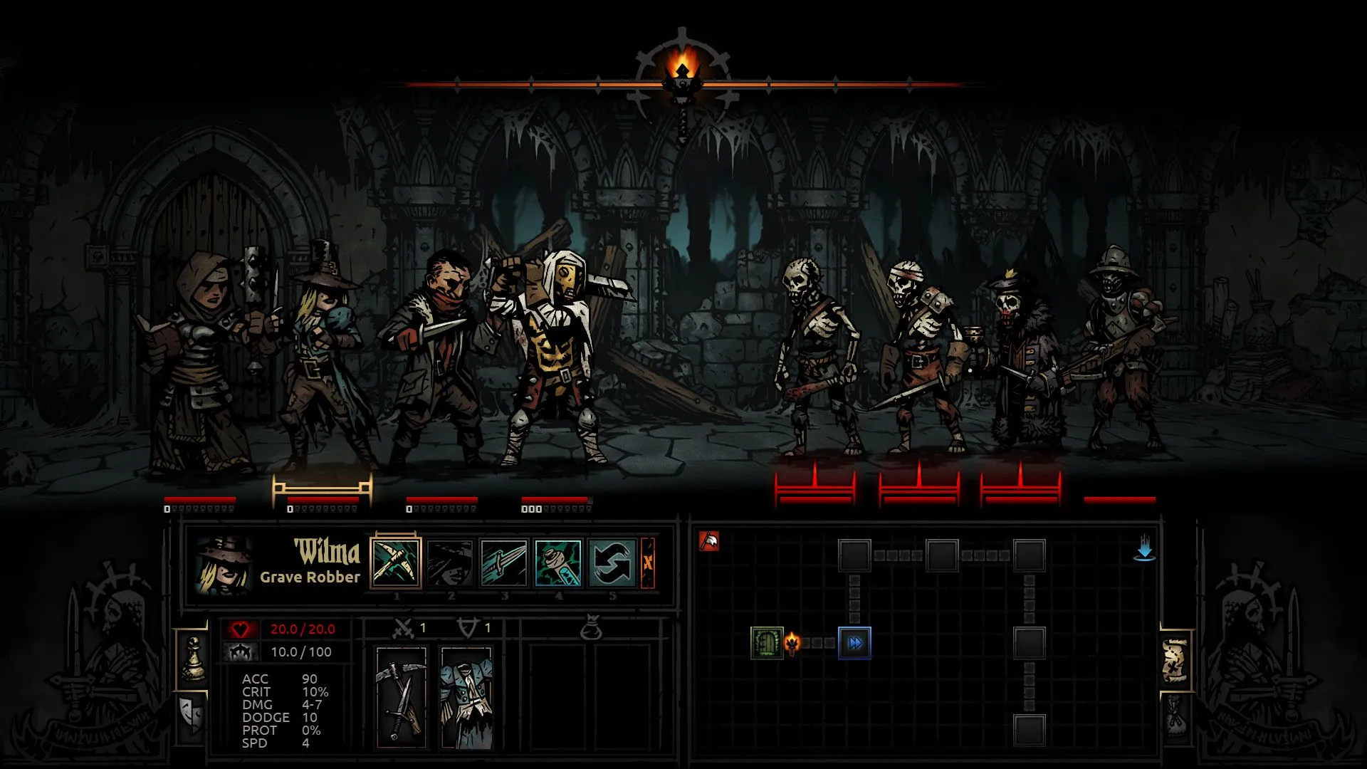 Giao diện game Darkest Dungeon, một tựa game chiến lược RPG được đánh giá cao trên Steam.