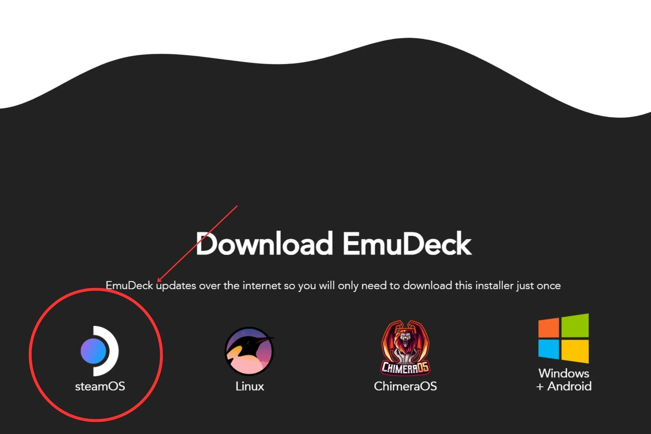 Giao diện lựa chọn phiên bản SteamOS khi tải EmuDeck, minh họa quy trình cài đặt giả lập game retro
