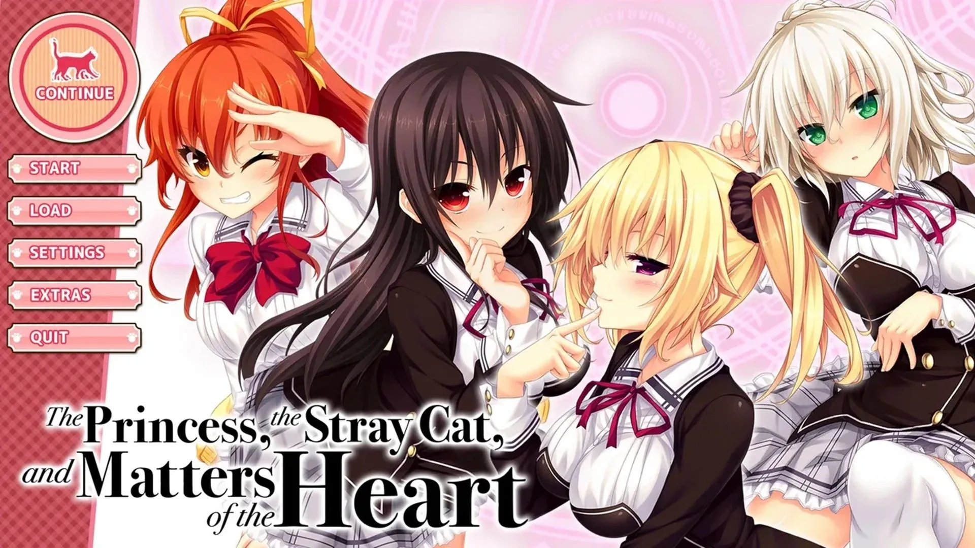 Giao diện menu chính của tựa visual novel người lớn Nora Princess And Stray Cat Heart, một trong những game PC hiếm và đắt đỏ nhất